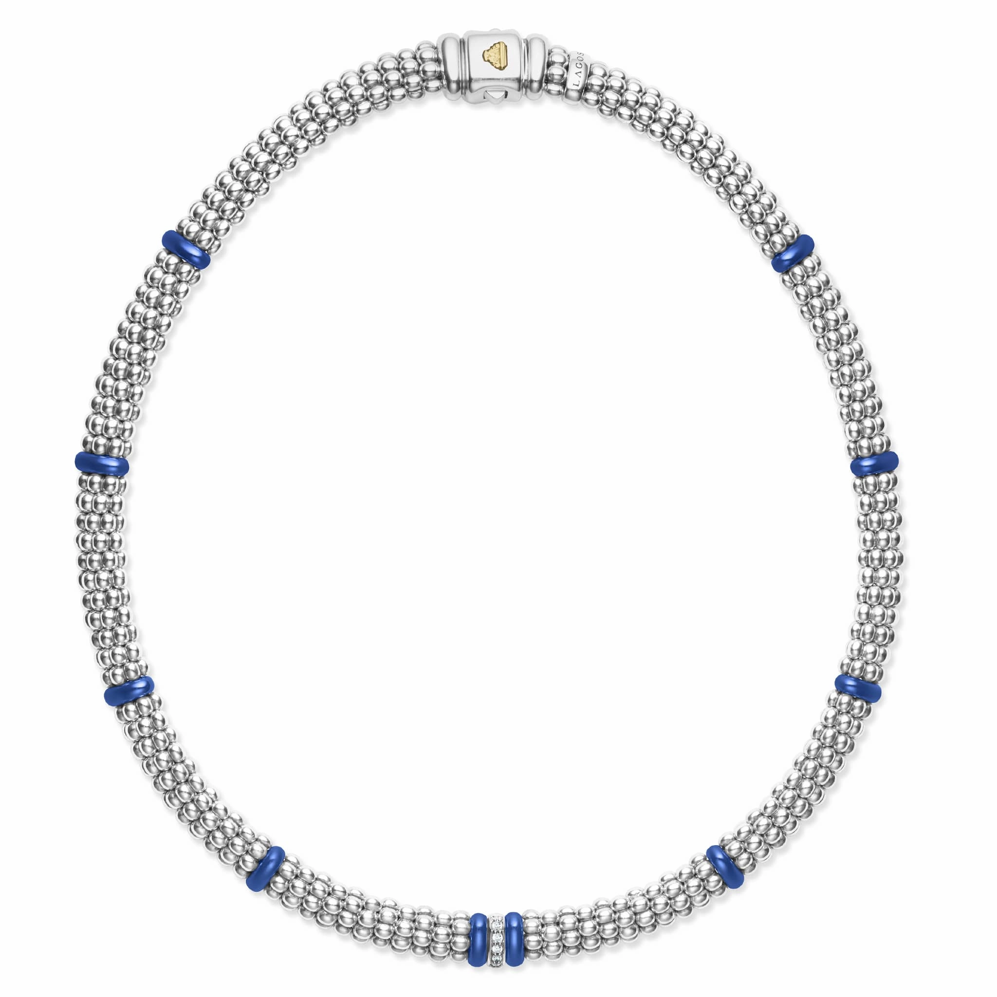 Blue Caviar Ultramarine Single Station Diamond Caviar Necklace