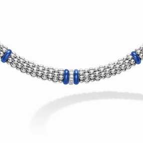 Blue Caviar Ultramarine Single Station Diamond Caviar Necklace