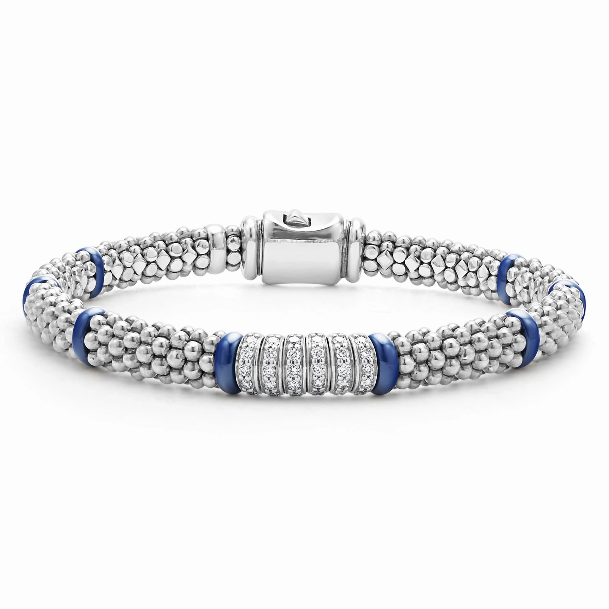 Blue Caviar Ultramarine Six Station Diamond Caviar Bracelet | 6mm