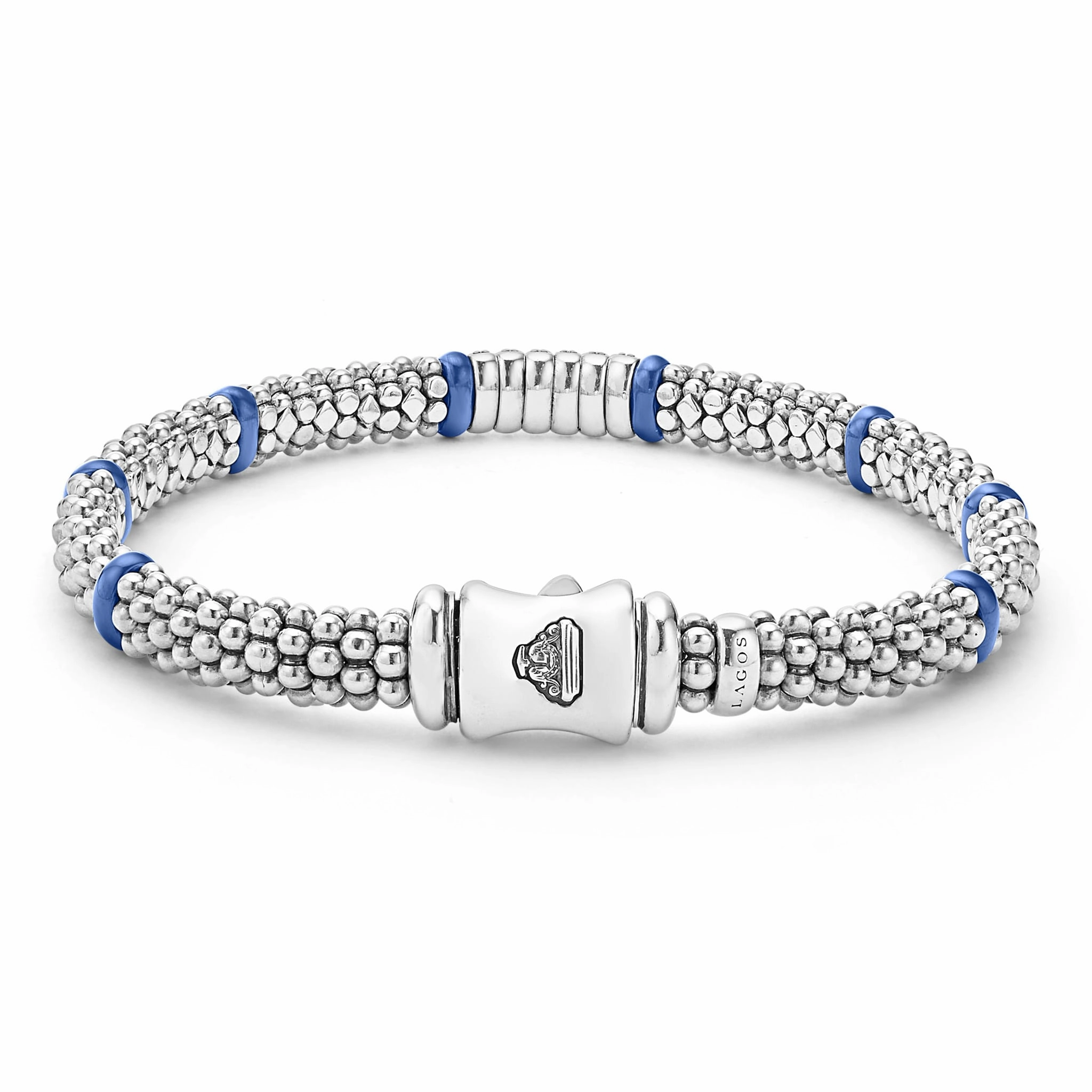 Blue Caviar Ultramarine Six Station Diamond Caviar Bracelet | 6mm