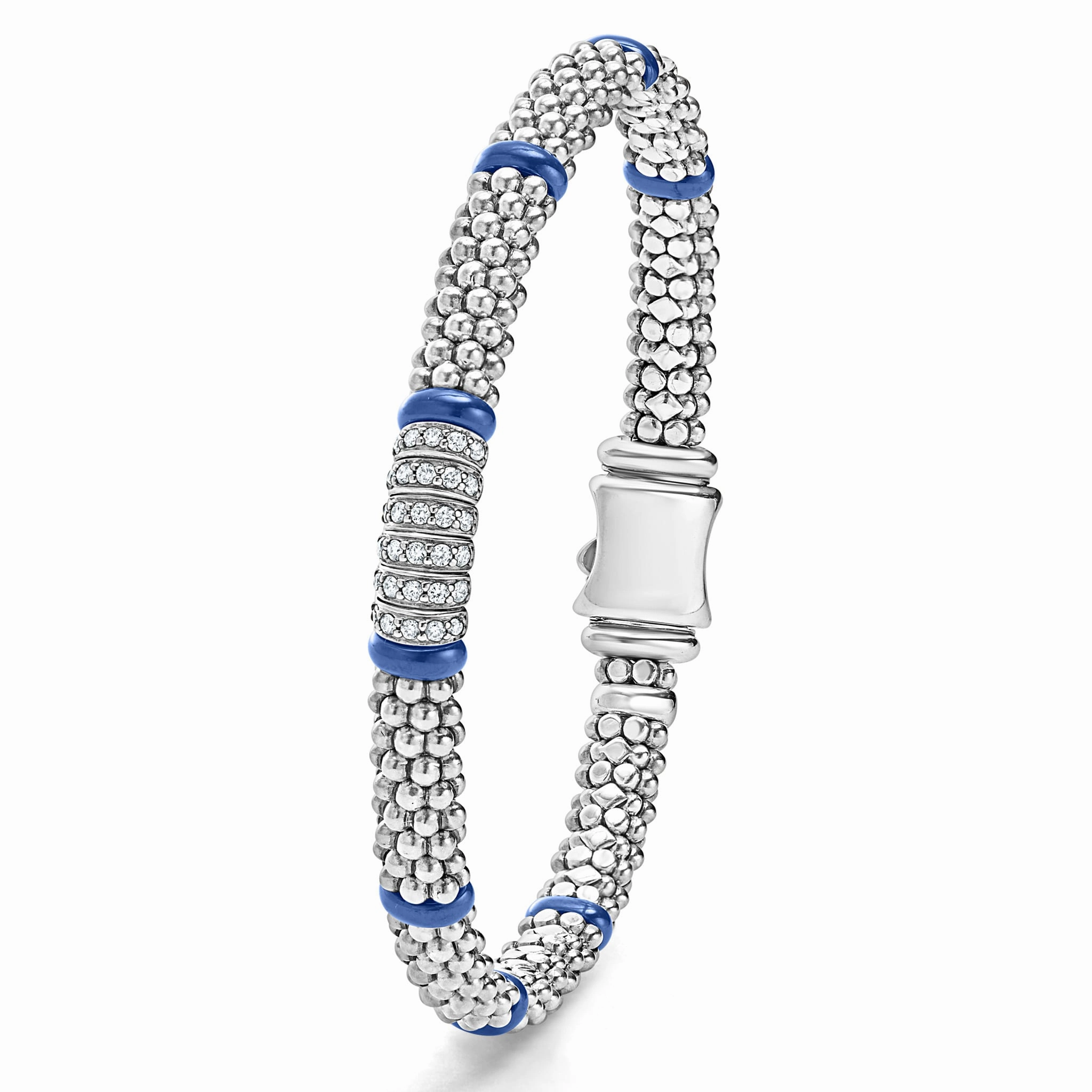 Blue Caviar Ultramarine Six Station Diamond Caviar Bracelet | 6mm