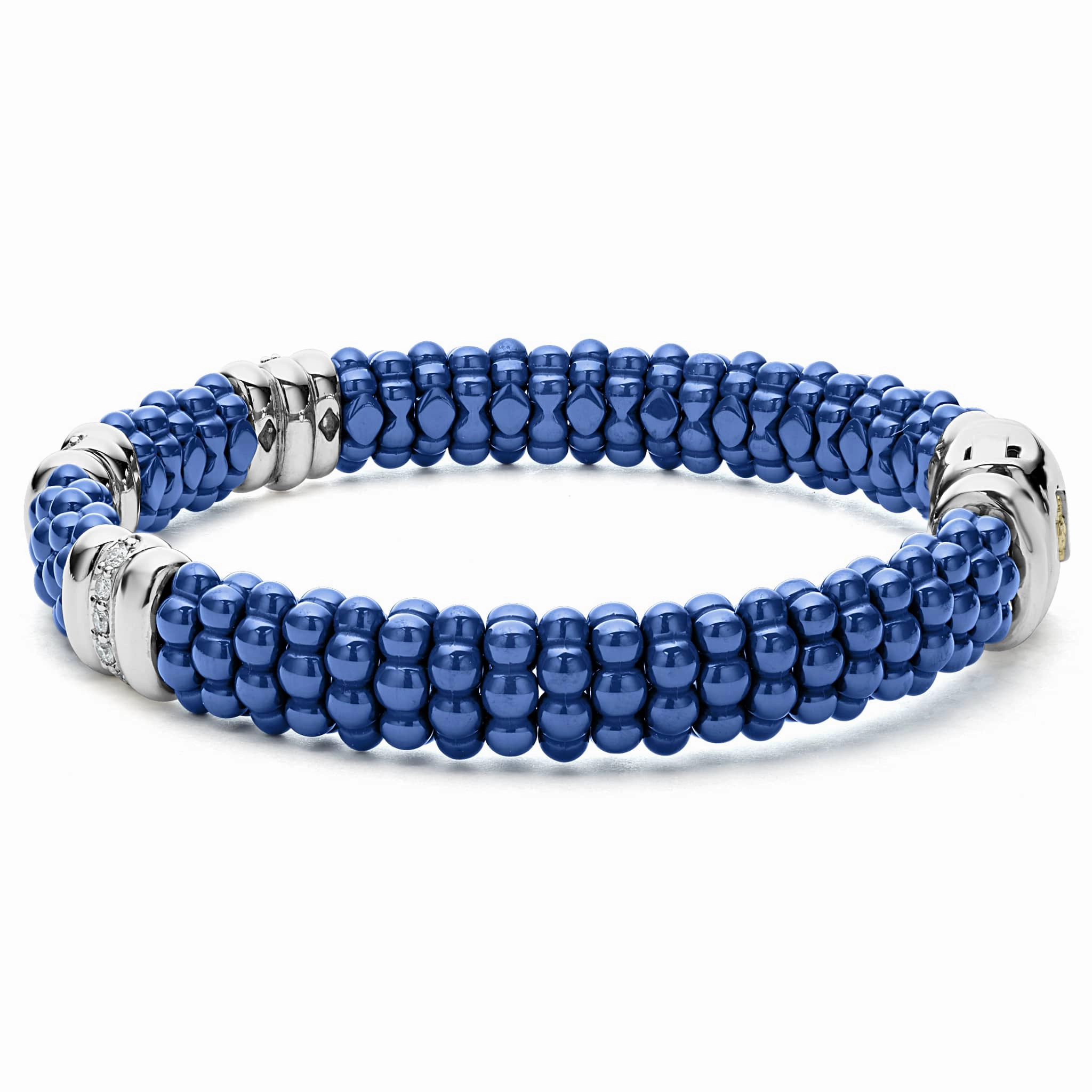 Blue Caviar Ultramarine Three Station Ceramic Diamond Bracelet | 9mm