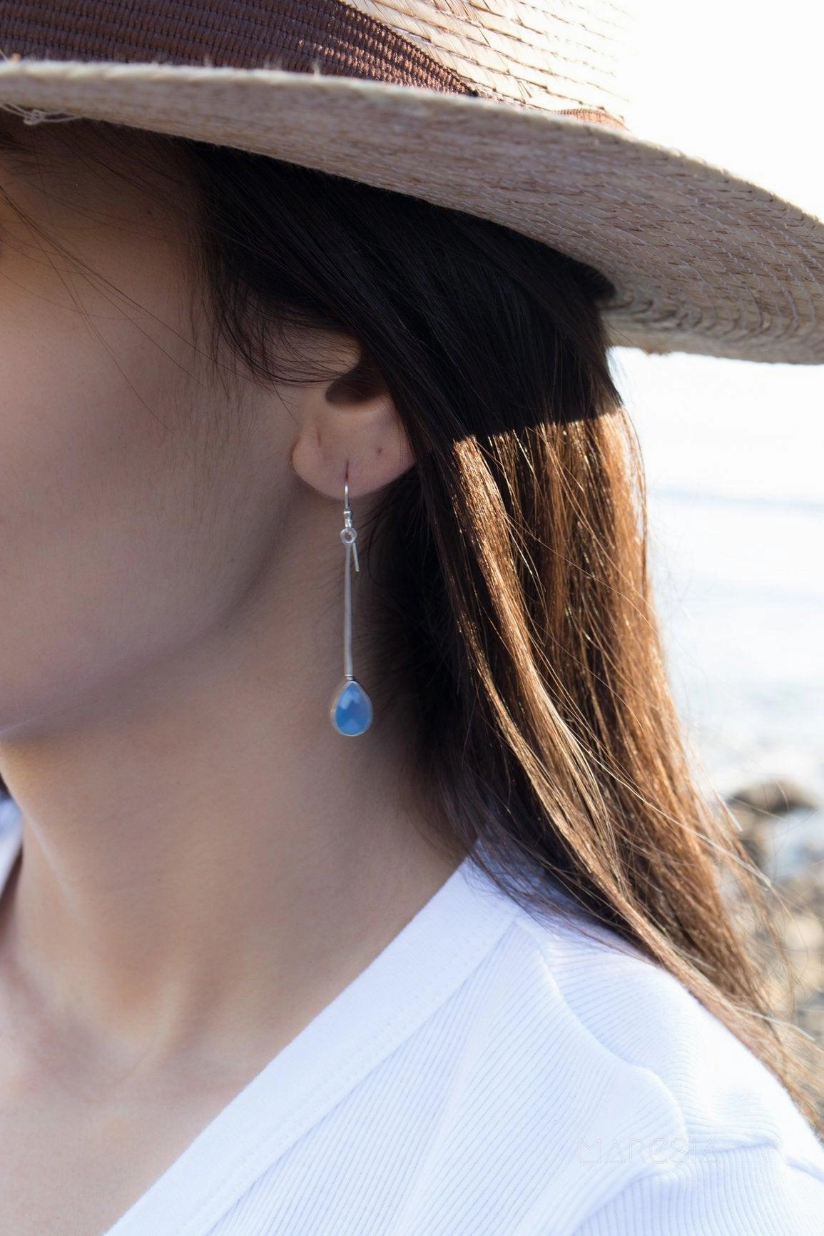 Blue Chalcedony Earrings ~ Sterling Silver 925  ~ ME132