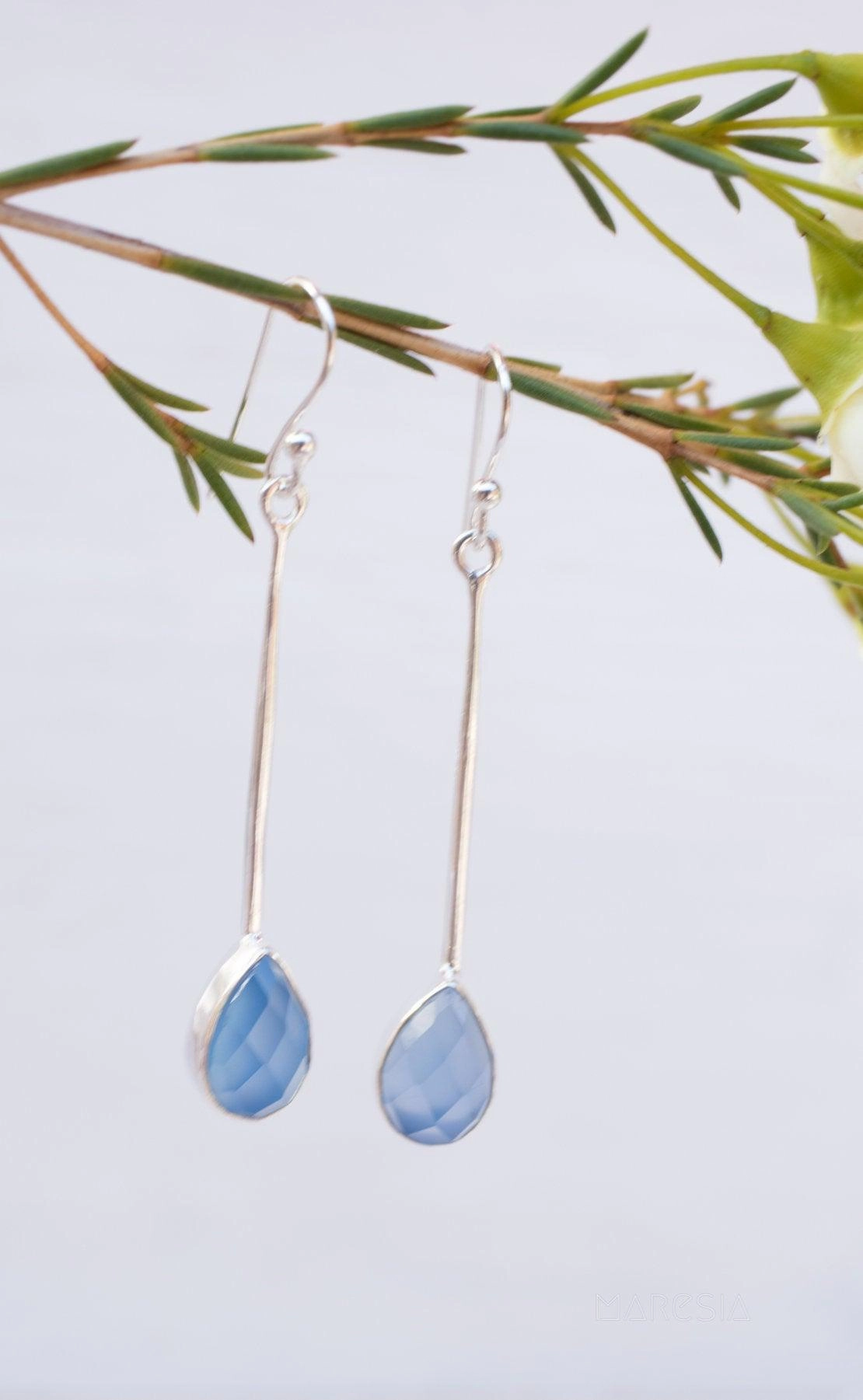 Blue Chalcedony Earrings ~ Sterling Silver 925  ~ ME132