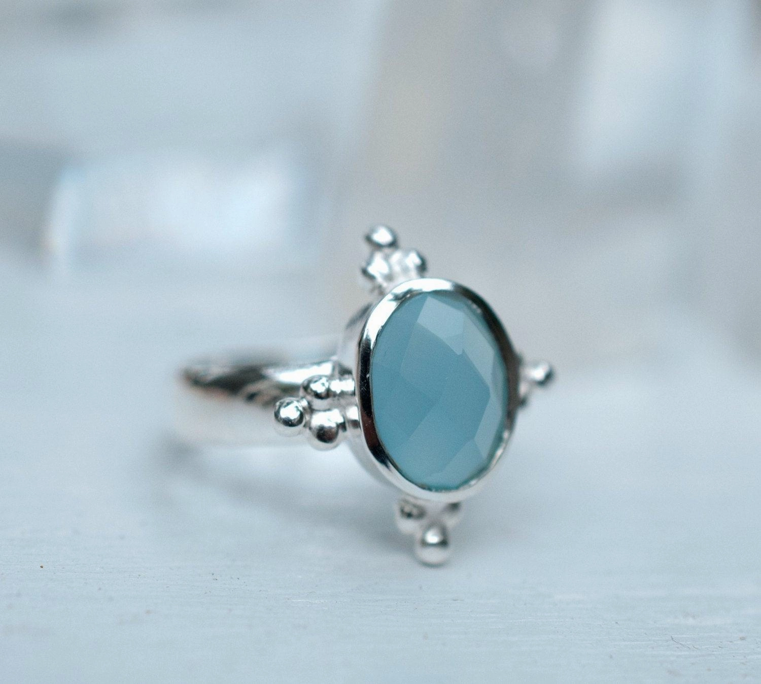 Blue Chalcedony Ring ~ Sterling Silver 925 ~ MR052