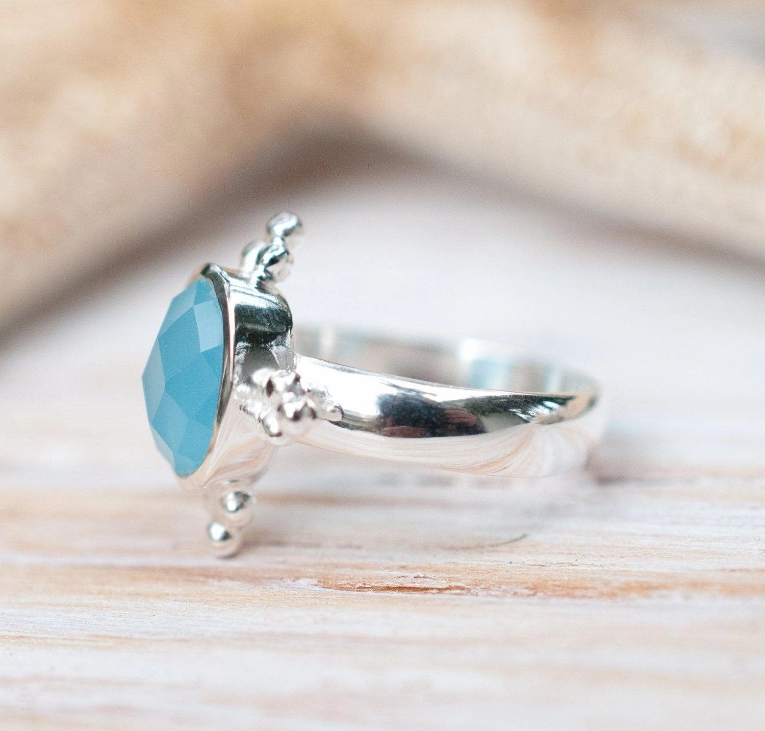 Blue Chalcedony Ring ~ Sterling Silver 925 ~ MR052