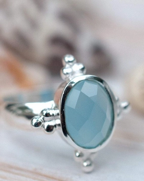 Blue Chalcedony Ring ~ Sterling Silver 925 ~ MR052