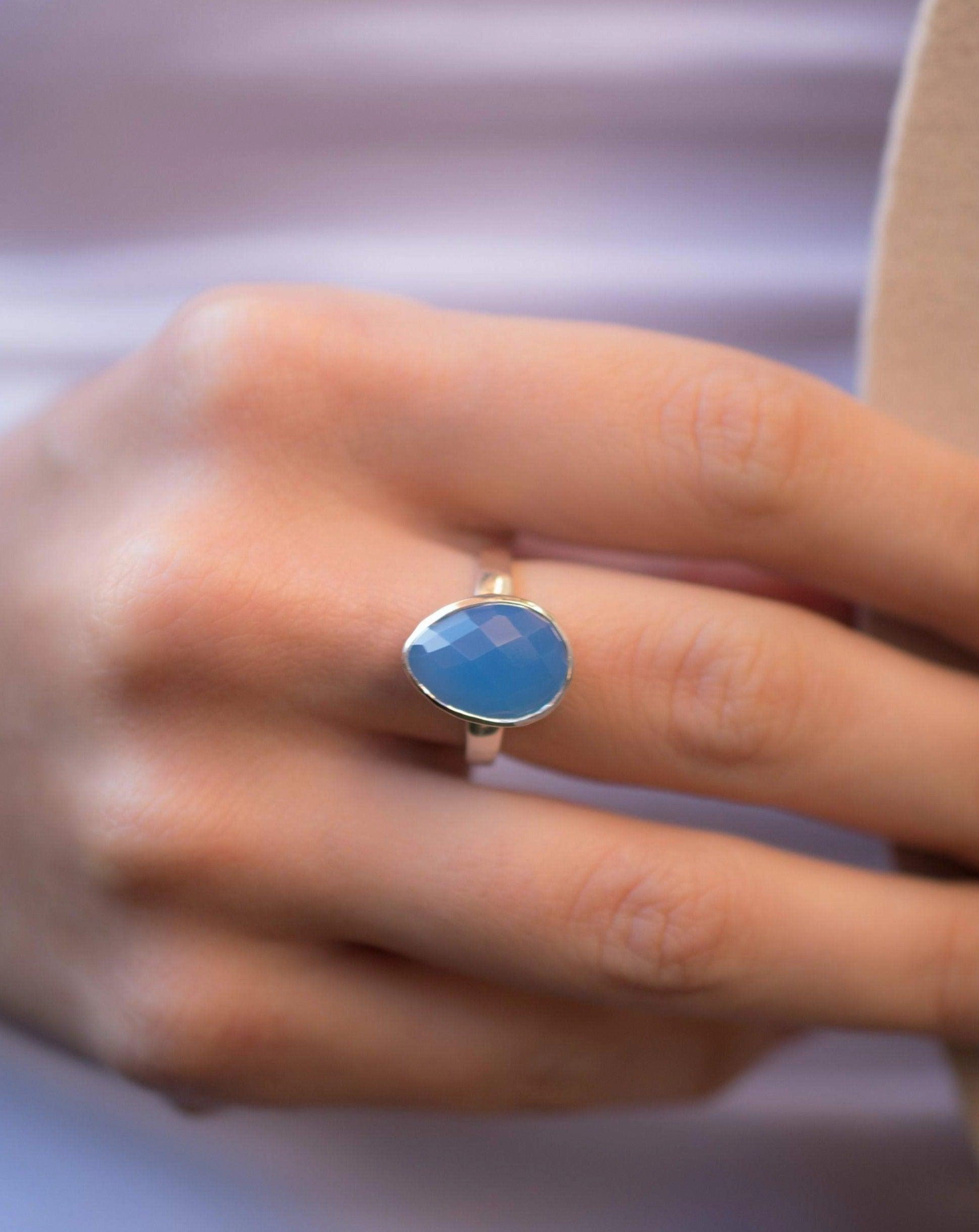 Blue Chalcedony Ring ~ Sterling Silver 925 ~ MR217