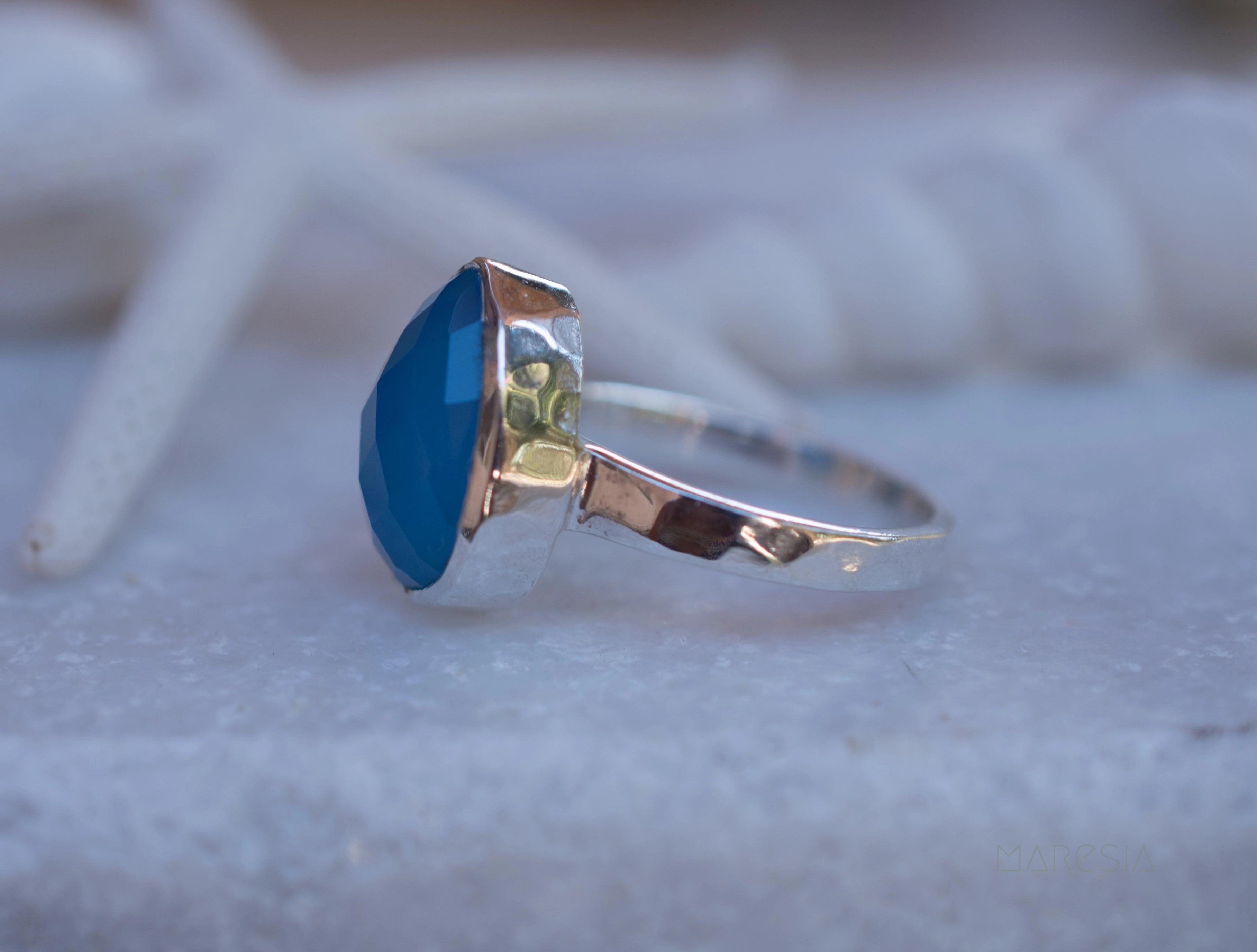 Blue Chalcedony Ring ~ Sterling Silver 925 ~ MR217