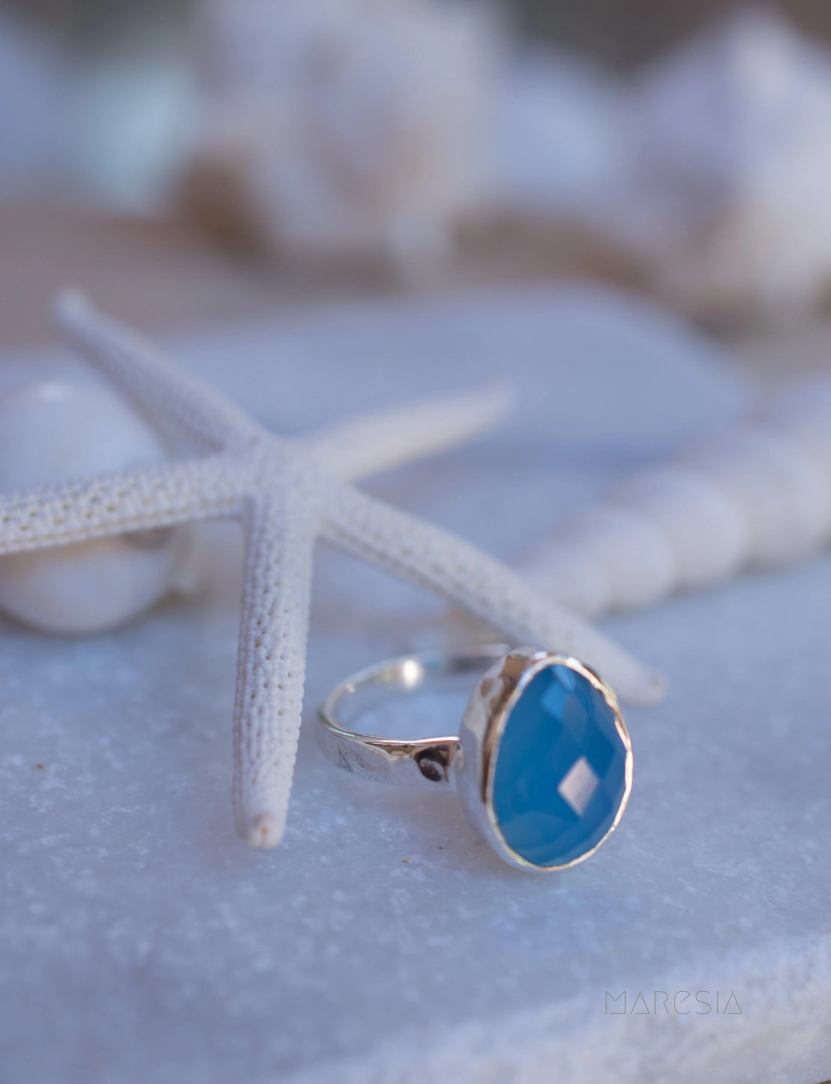 Blue Chalcedony Ring ~ Sterling Silver 925 ~ MR217