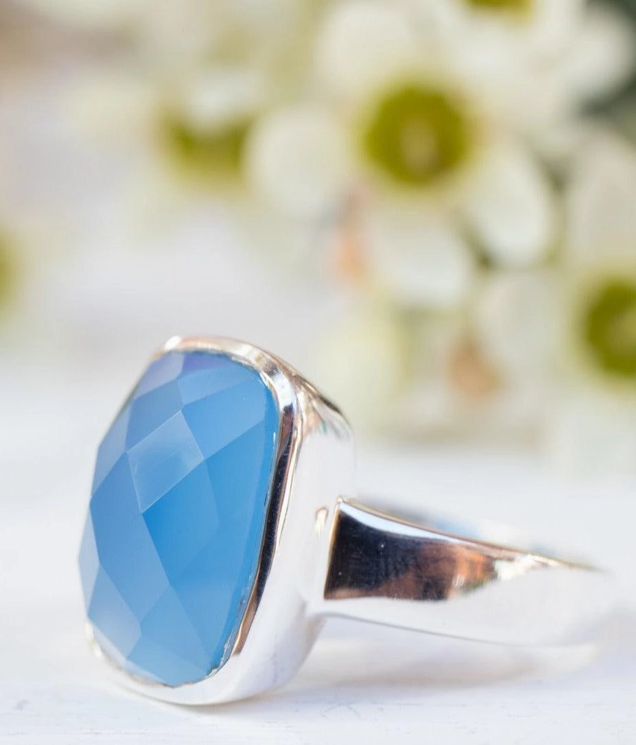 Blue Chalcedony Ring ~Sterling Silver 925~ MR177