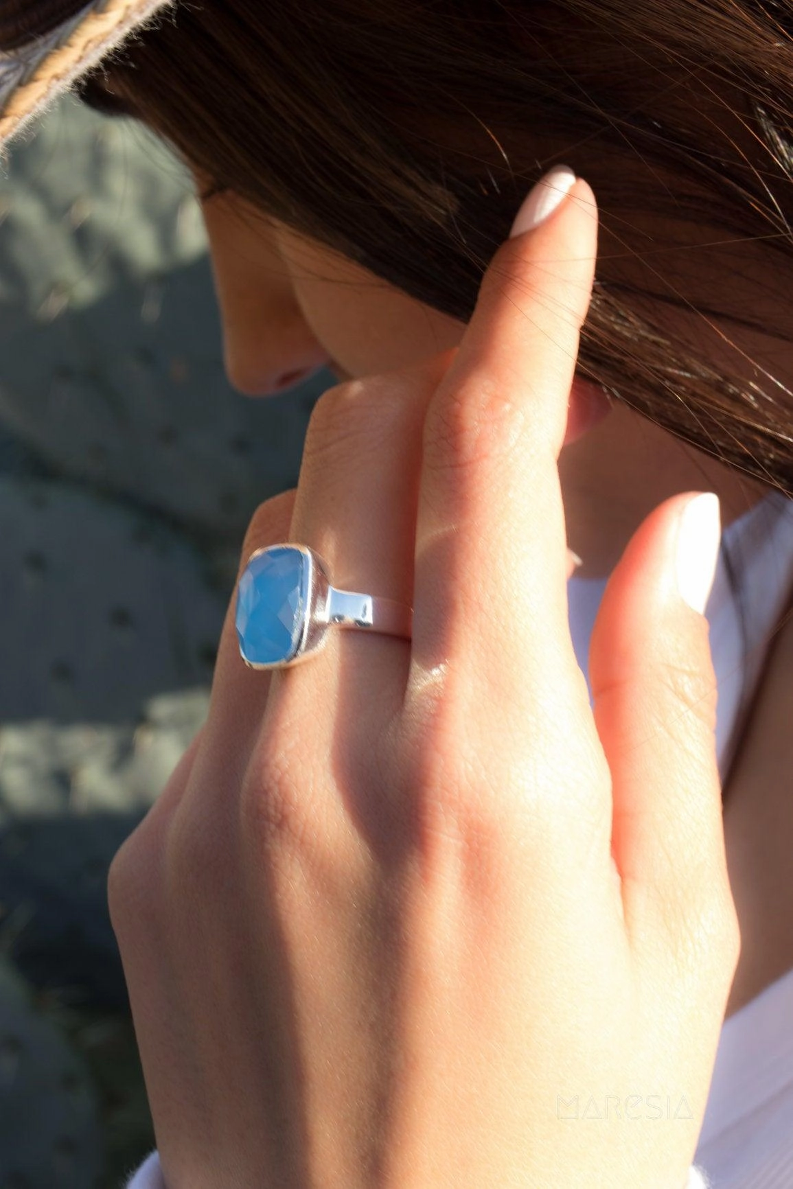 Blue Chalcedony Ring ~Sterling Silver 925~ MR177