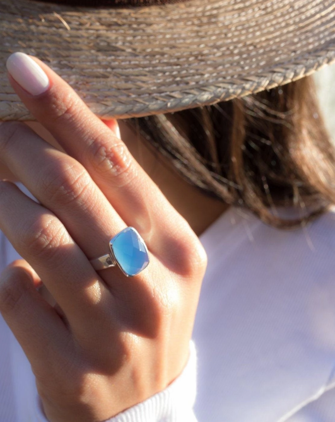 Blue Chalcedony Ring ~Sterling Silver 925~ MR177