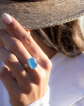 Blue Chalcedony Ring ~Sterling Silver 925~ MR177