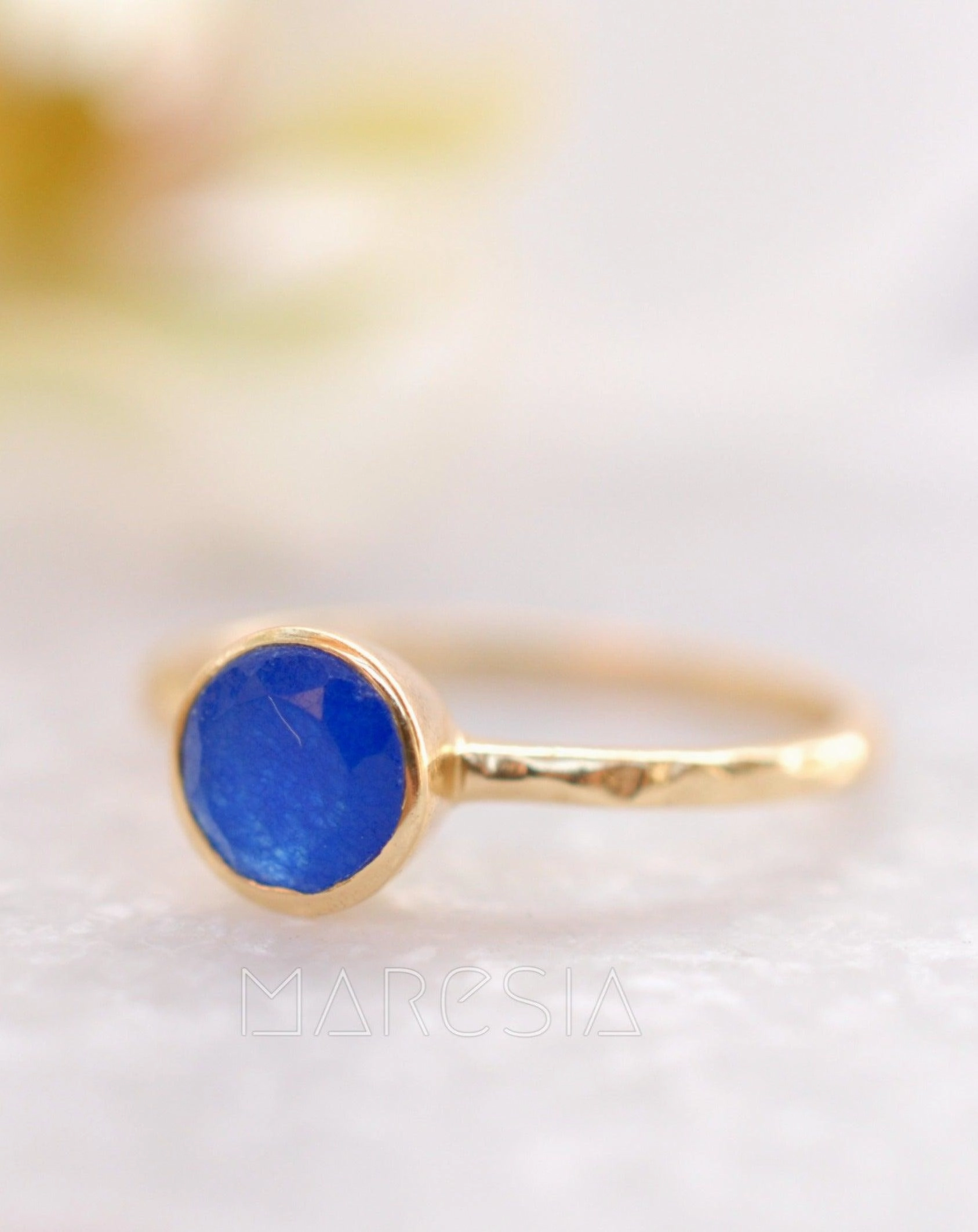 Blue Jade Ring  ~ Gold Plated ~ MR100A