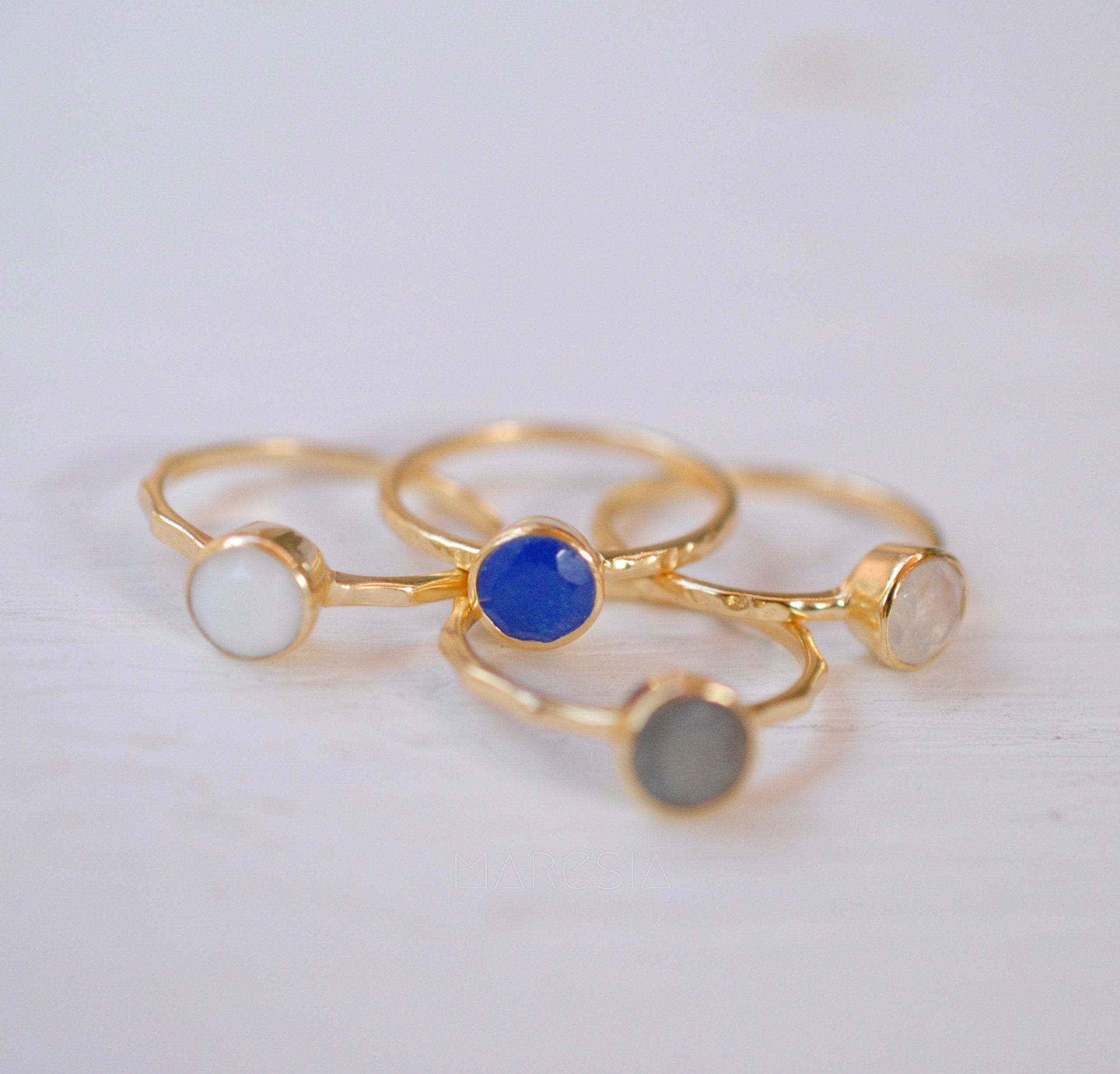 Blue Jade Ring  ~ Gold Plated ~ MR100A