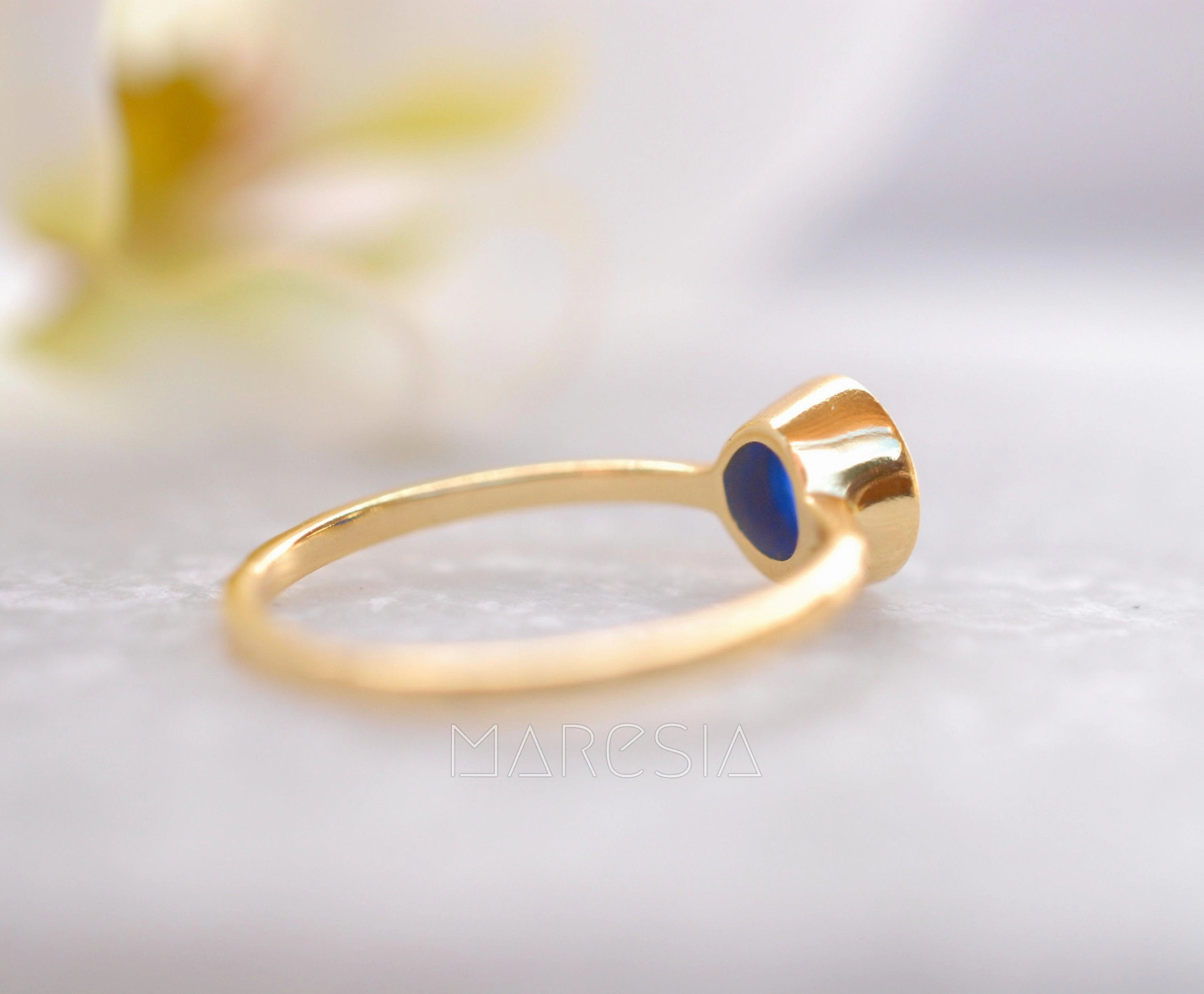 Blue Jade Ring  ~ Gold Plated ~ MR100A