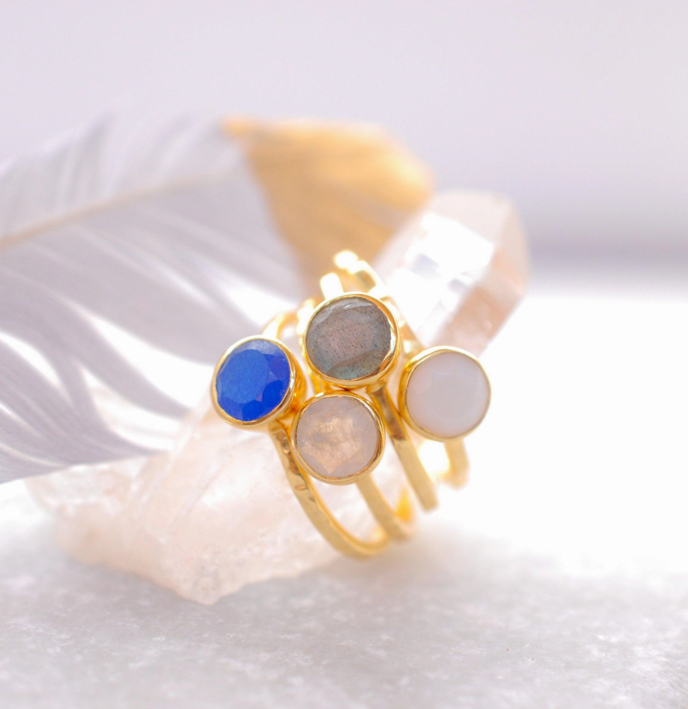 Blue Jade Ring  ~ Gold Plated ~ MR100A