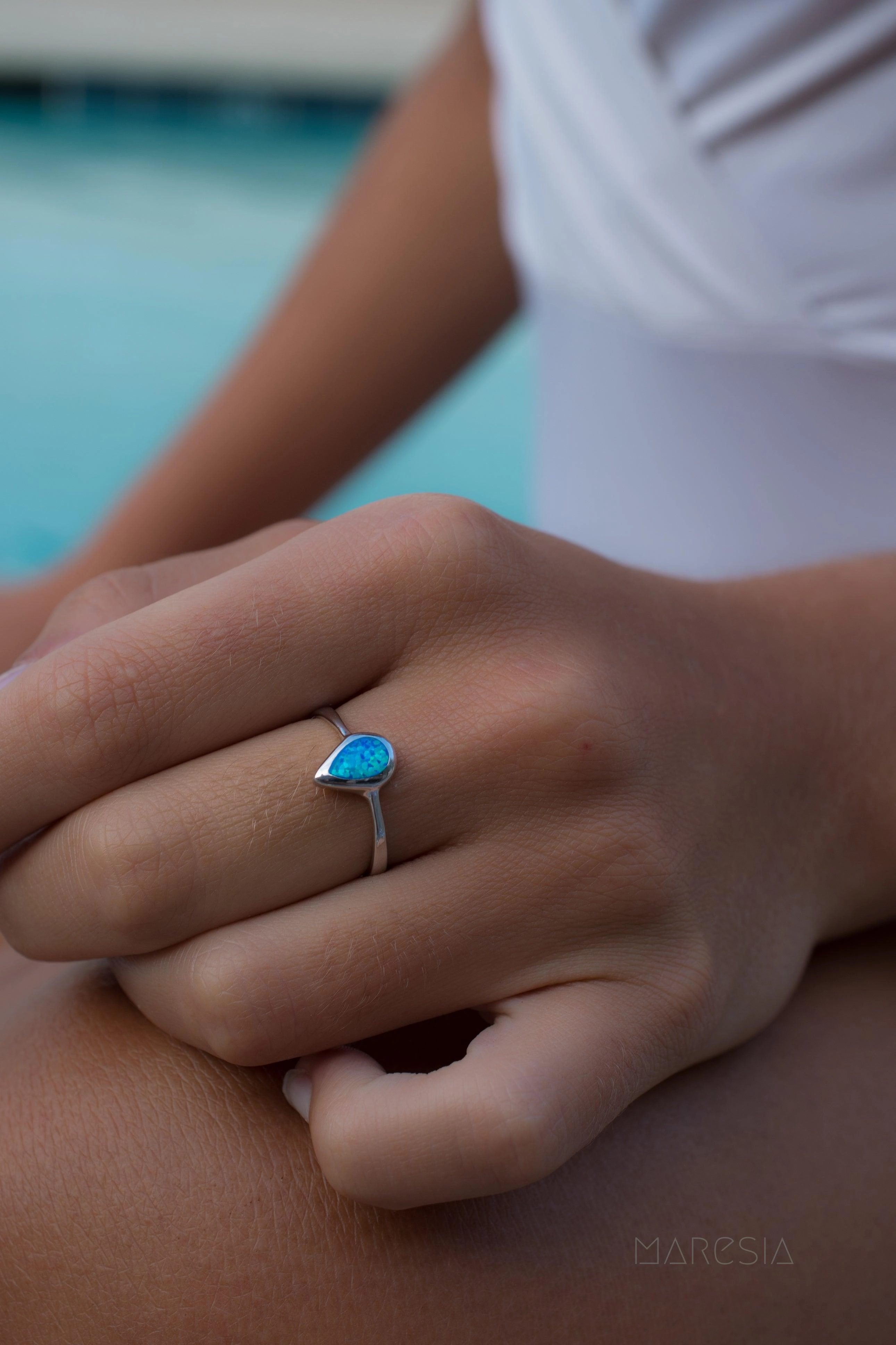 Blue Opal Ring ~Sterling Silver 925~ SMR047