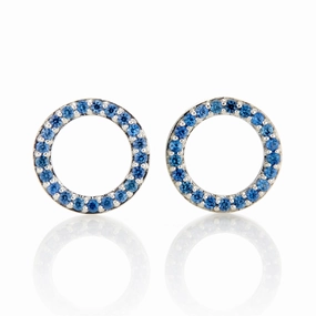 Blue Sapphire Open Circle Earrings