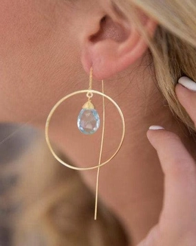 Blue Topaz hydro Threader Earrings ~ 18k Gold Plated or Silver Plated ~ ME105