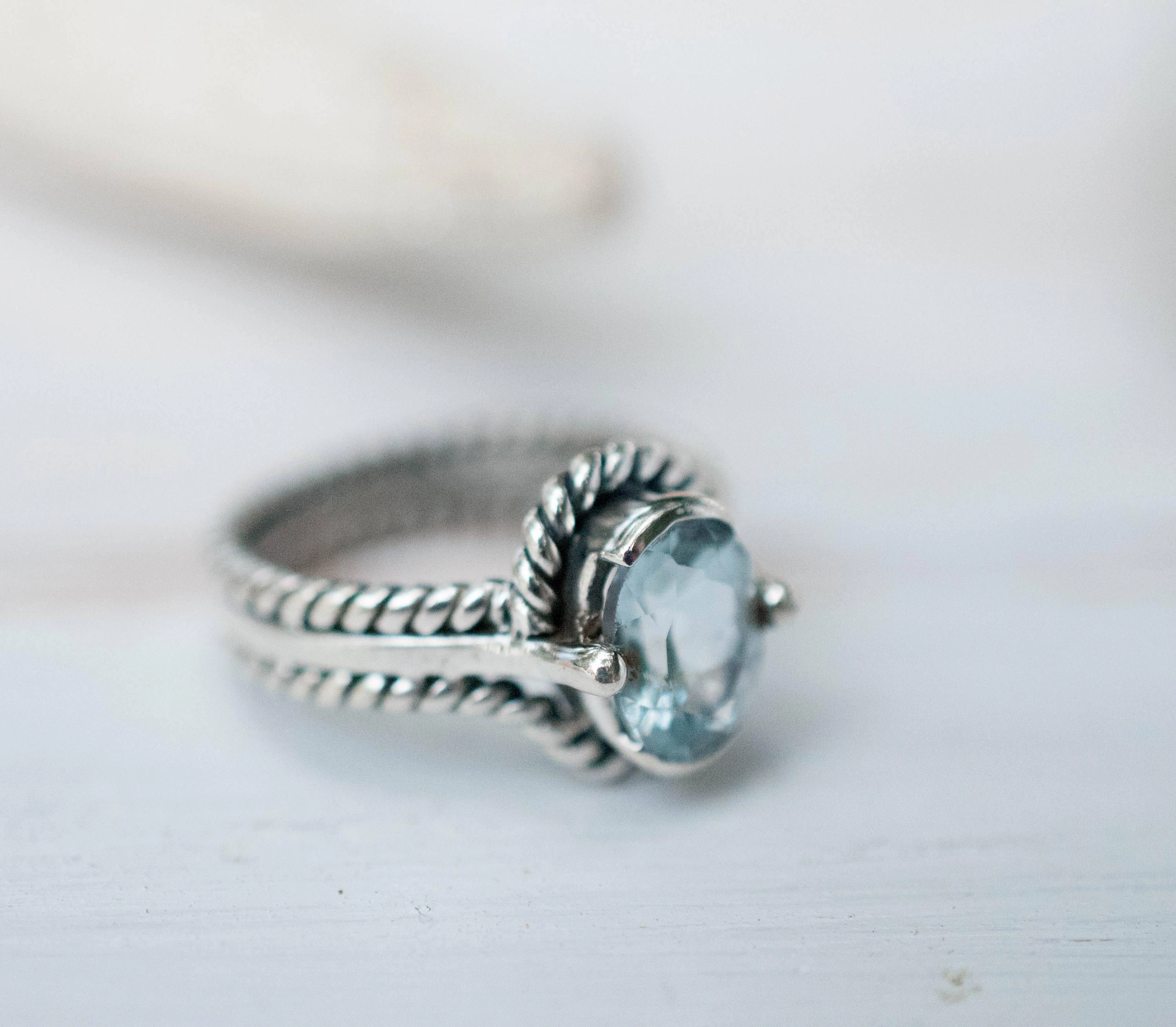 Blue Topaz Ring ~ Sterling Silver 925 ~MR094