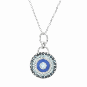 Blue Topaz Trio & Aquamarine Pendant Necklace