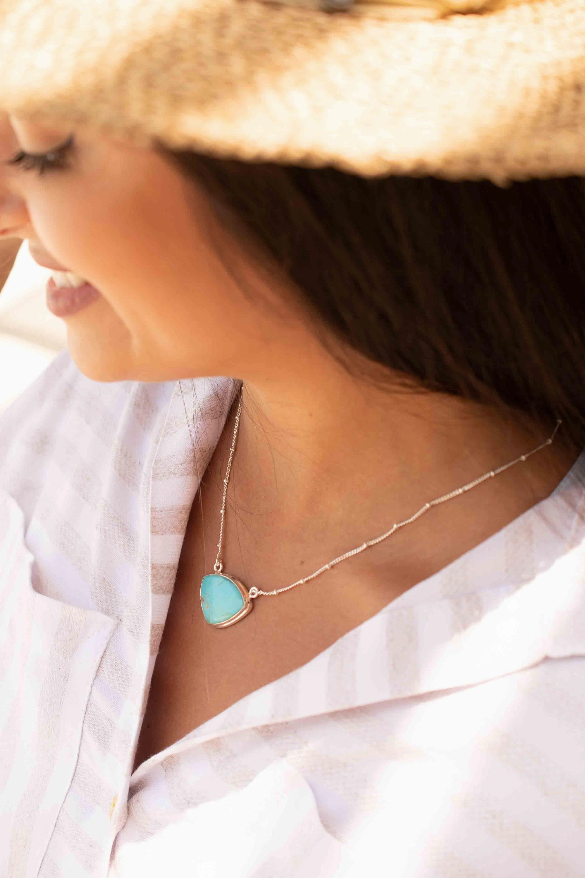 Bruna Necklace ~ Turquoise ~ Sterling Silver 925 ~ MN089