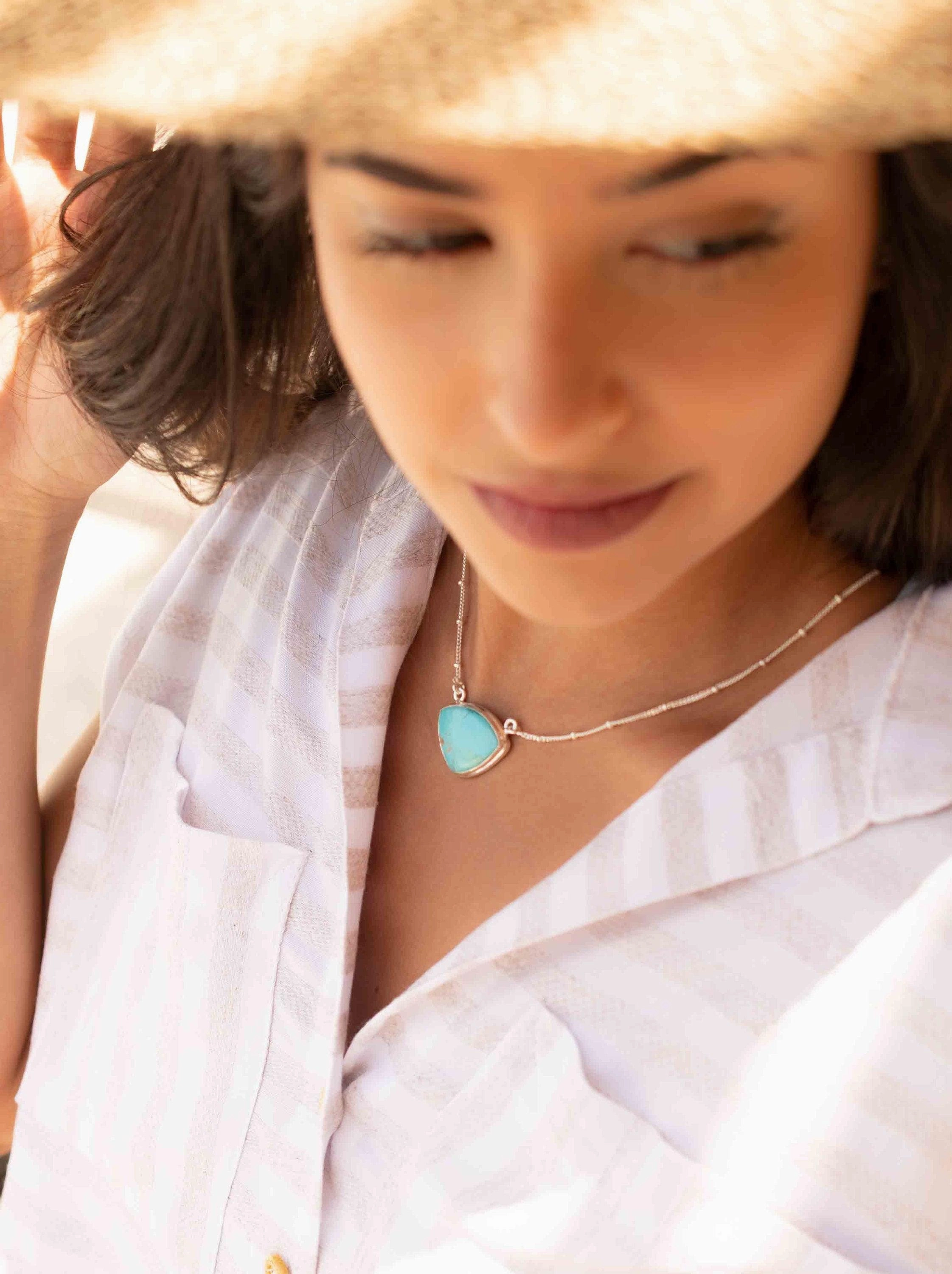 Bruna Necklace ~ Turquoise ~ Sterling Silver 925 ~ MN089