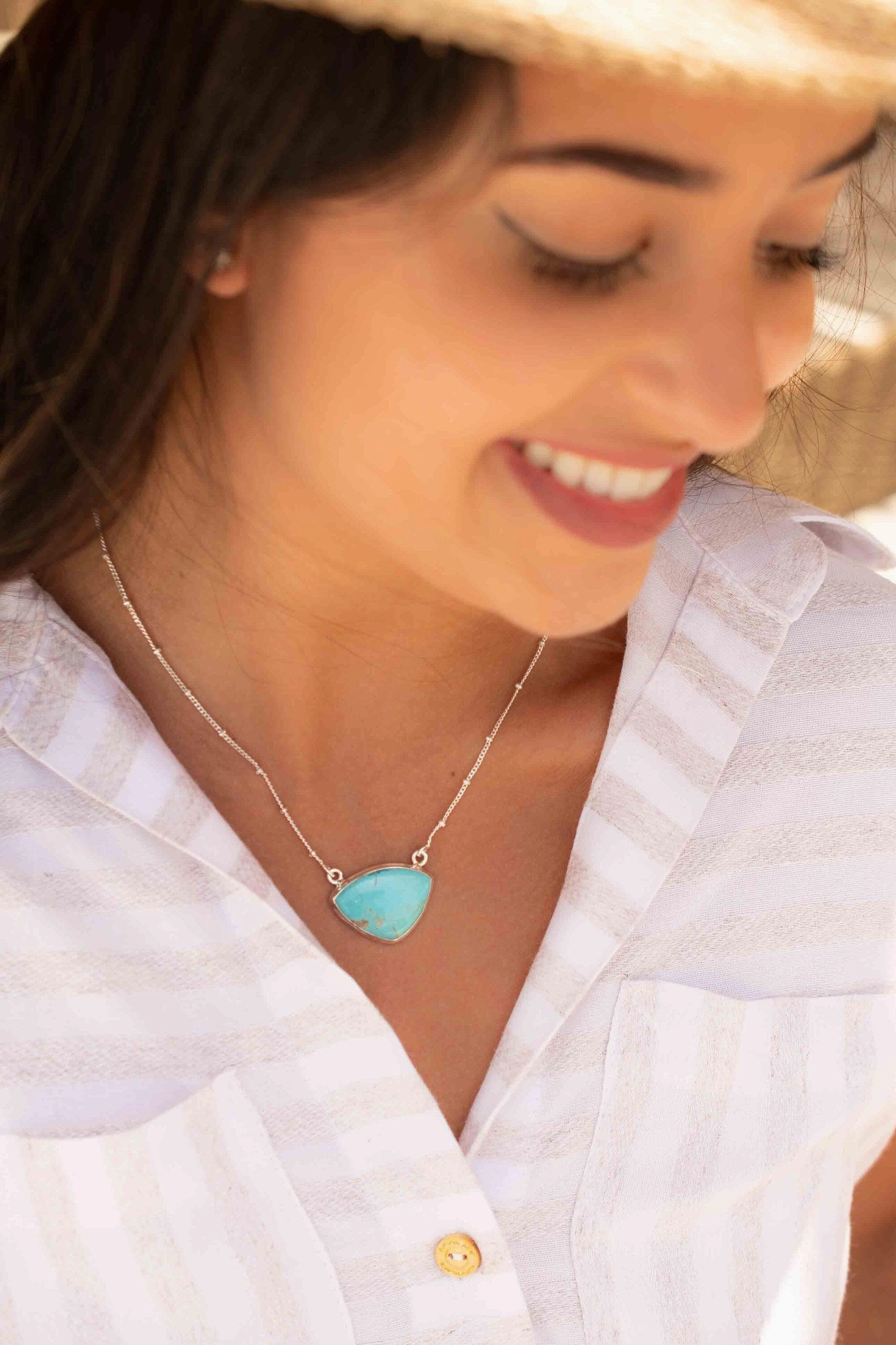 Bruna Necklace ~ Turquoise ~ Sterling Silver 925 ~ MN089
