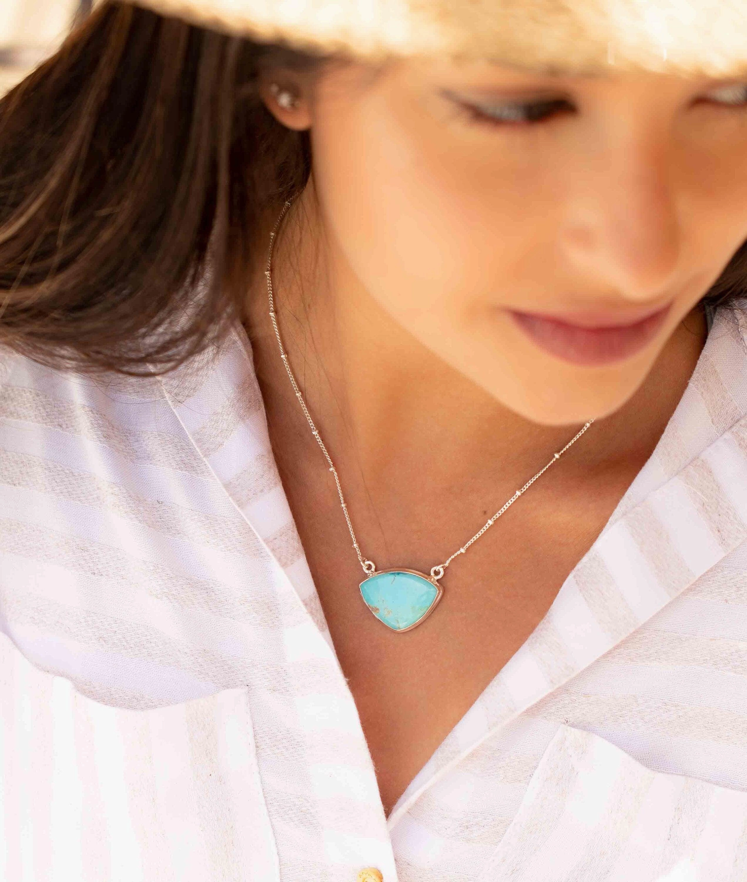 Bruna Necklace ~ Turquoise ~ Sterling Silver 925 ~ MN089