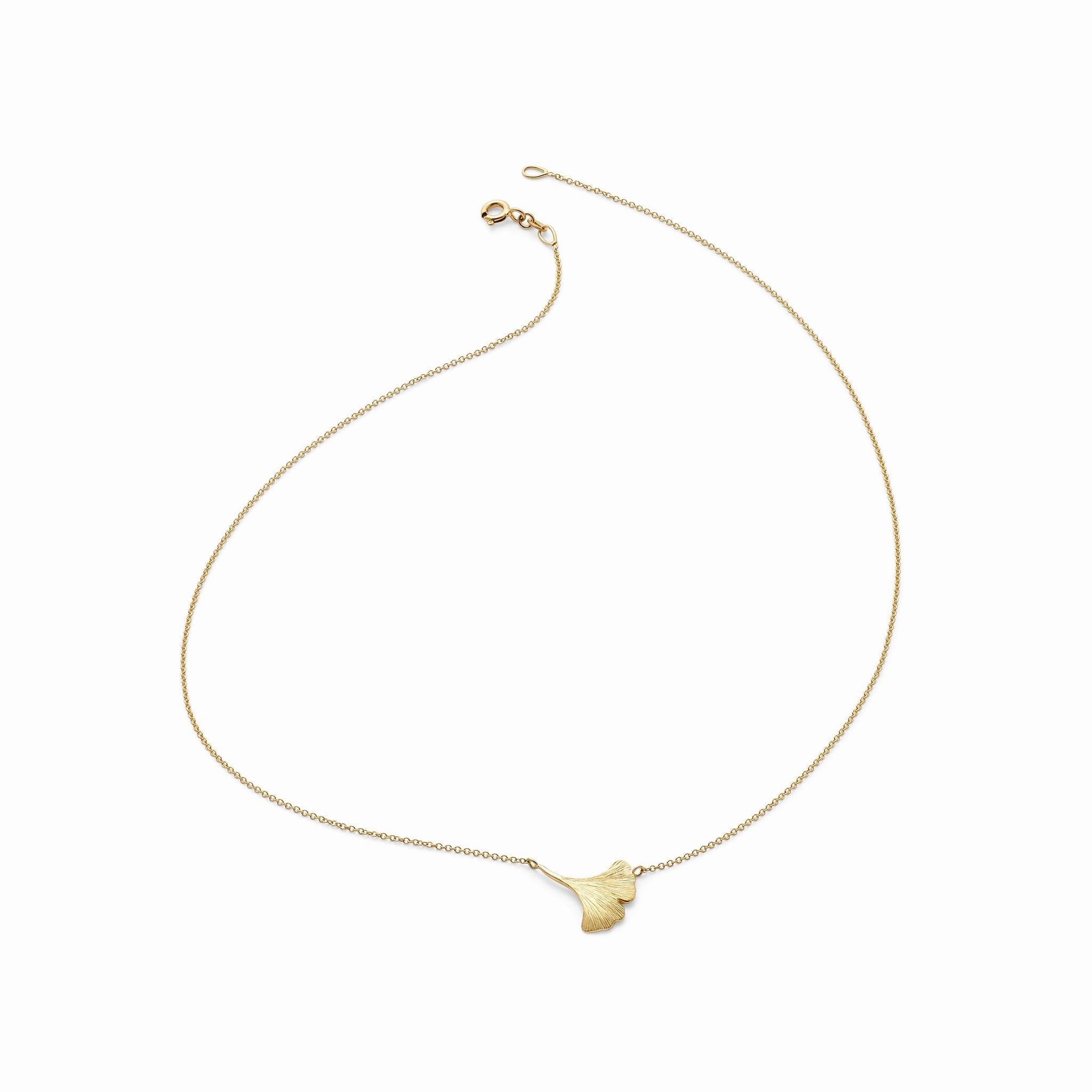 Brushed Gold Ginkgo Pendant Necklace