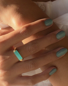 Carine Gold Ring ~ Aqua Chalcedony ~18k Gold Plated ~ MR162