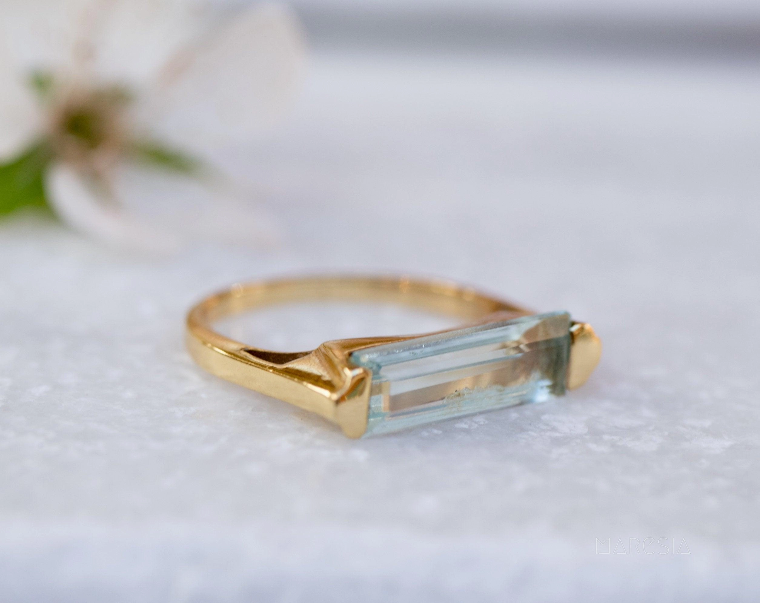 Carine Gold Ring ~ Blue Topaz Hydro ~18k Gold Plated ~ MR166