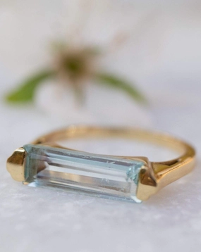 Carine Gold Ring ~ Blue Topaz Hydro ~18k Gold Plated ~ MR166