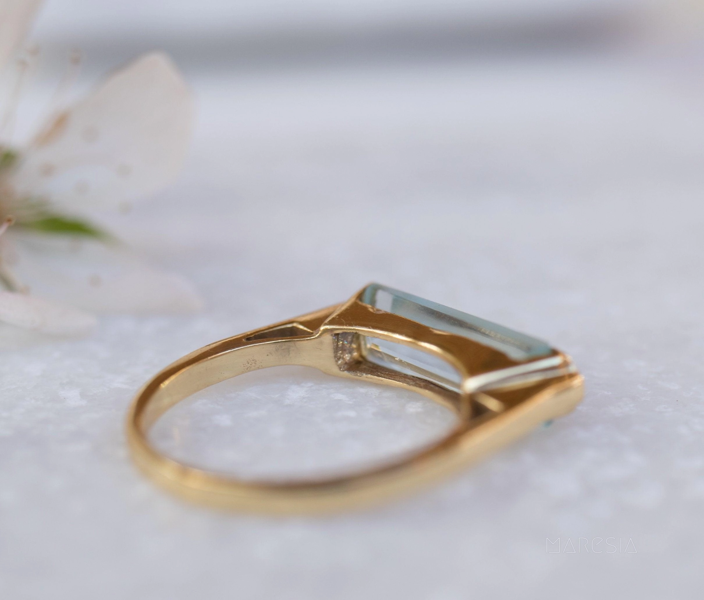 Carine Gold Ring ~ Blue Topaz Hydro ~18k Gold Plated ~ MR166
