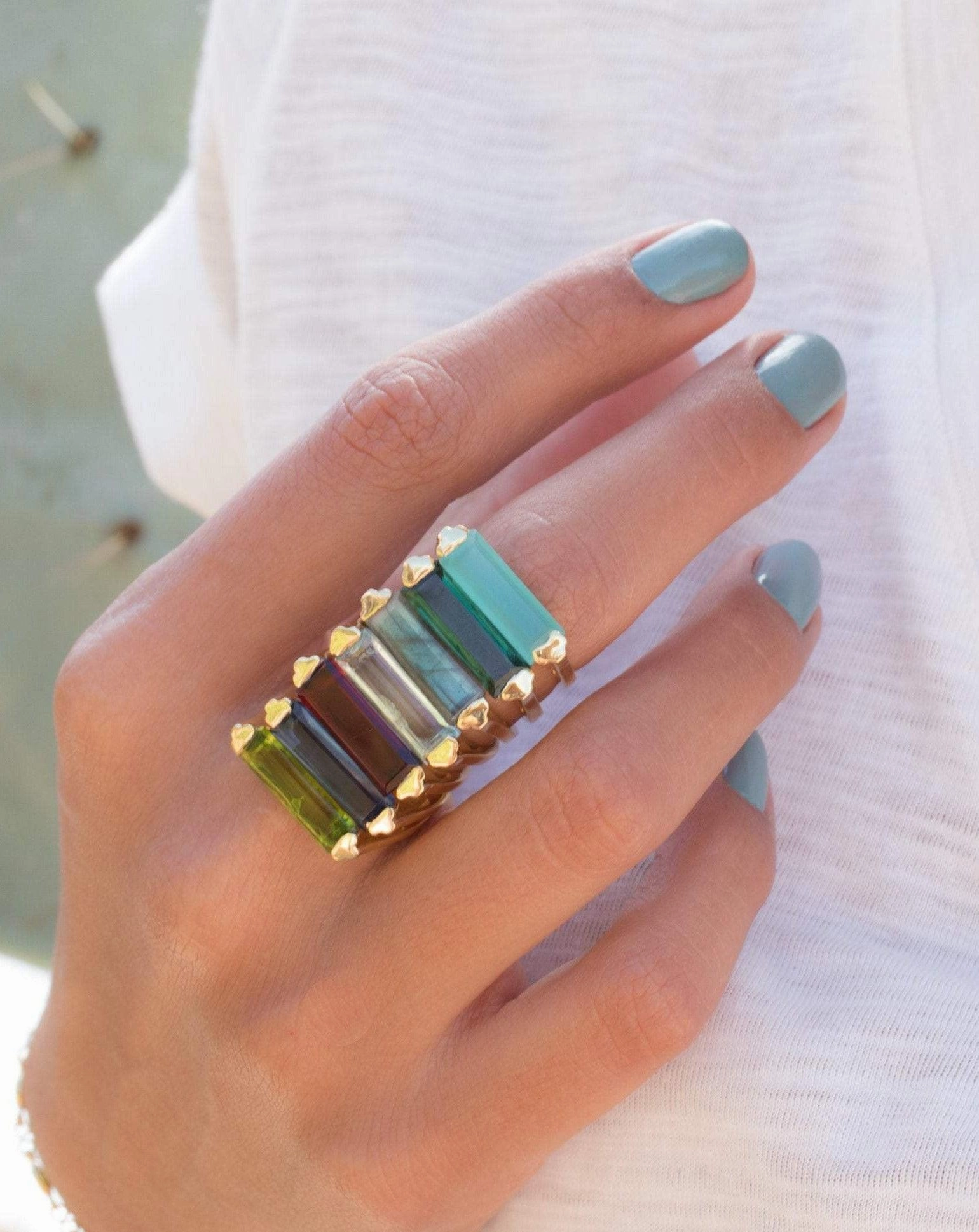 Carine Gold Ring ~ Green Tourmaline Hydro ~ 18k Gold Plated ~ MR164