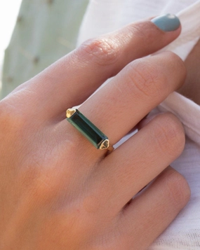 Carine Gold Ring ~ Green Tourmaline Hydro ~ 18k Gold Plated ~ MR164