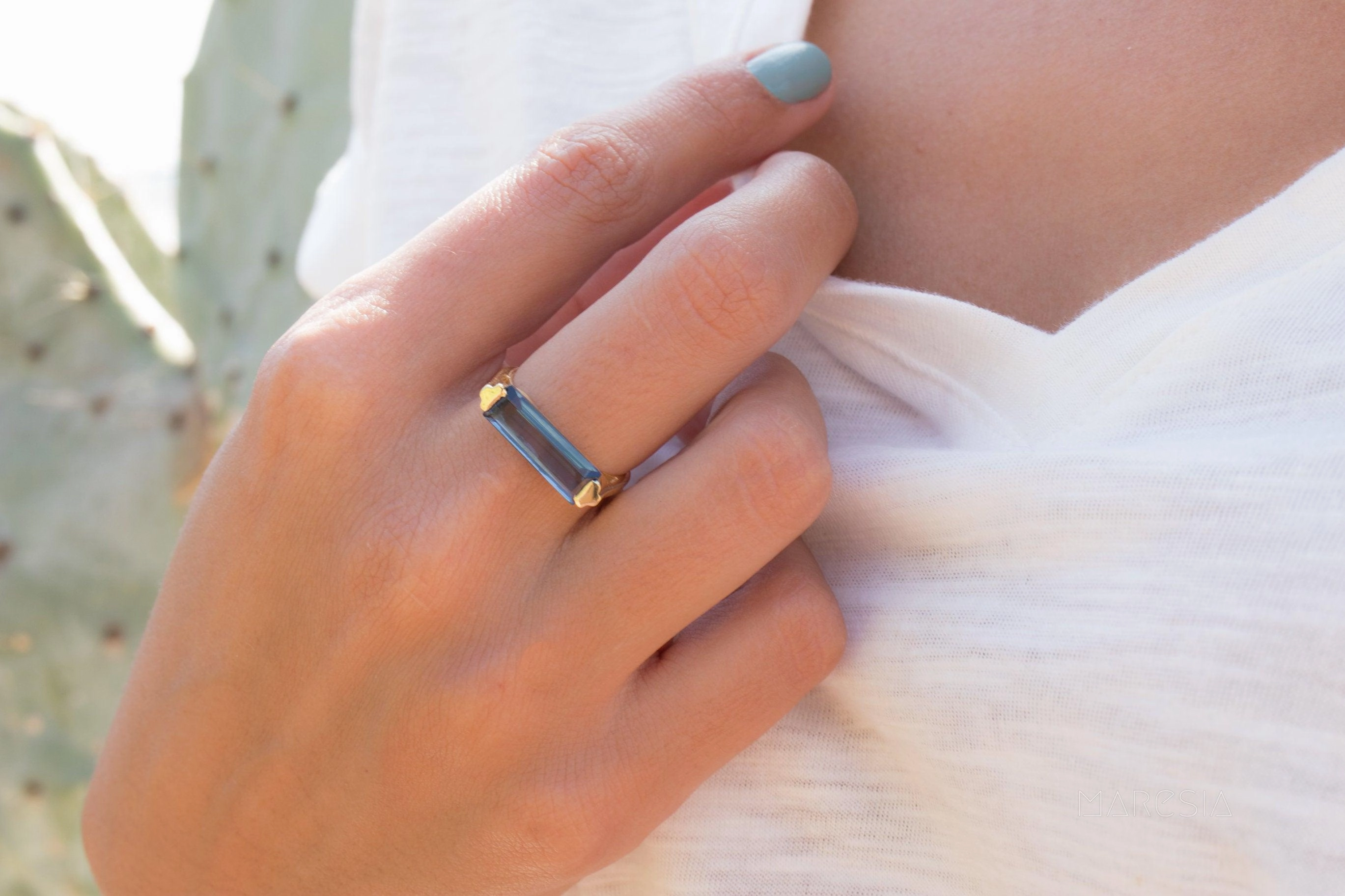 Carine Gold Ring ~ Iolite Hydro ~ 18k Gold Plated ~ MR163