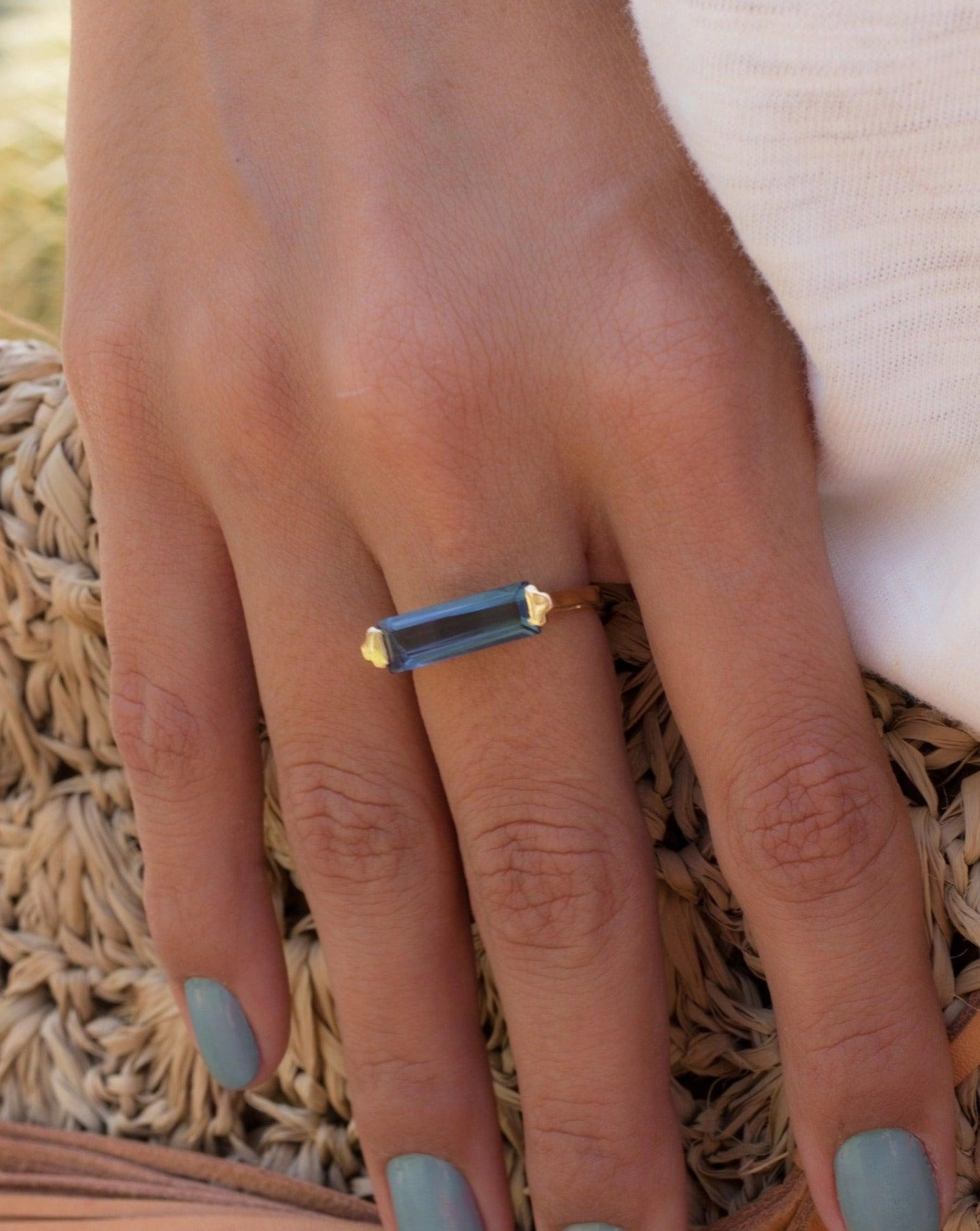 Carine Gold Ring ~ Iolite Hydro ~ 18k Gold Plated ~ MR163