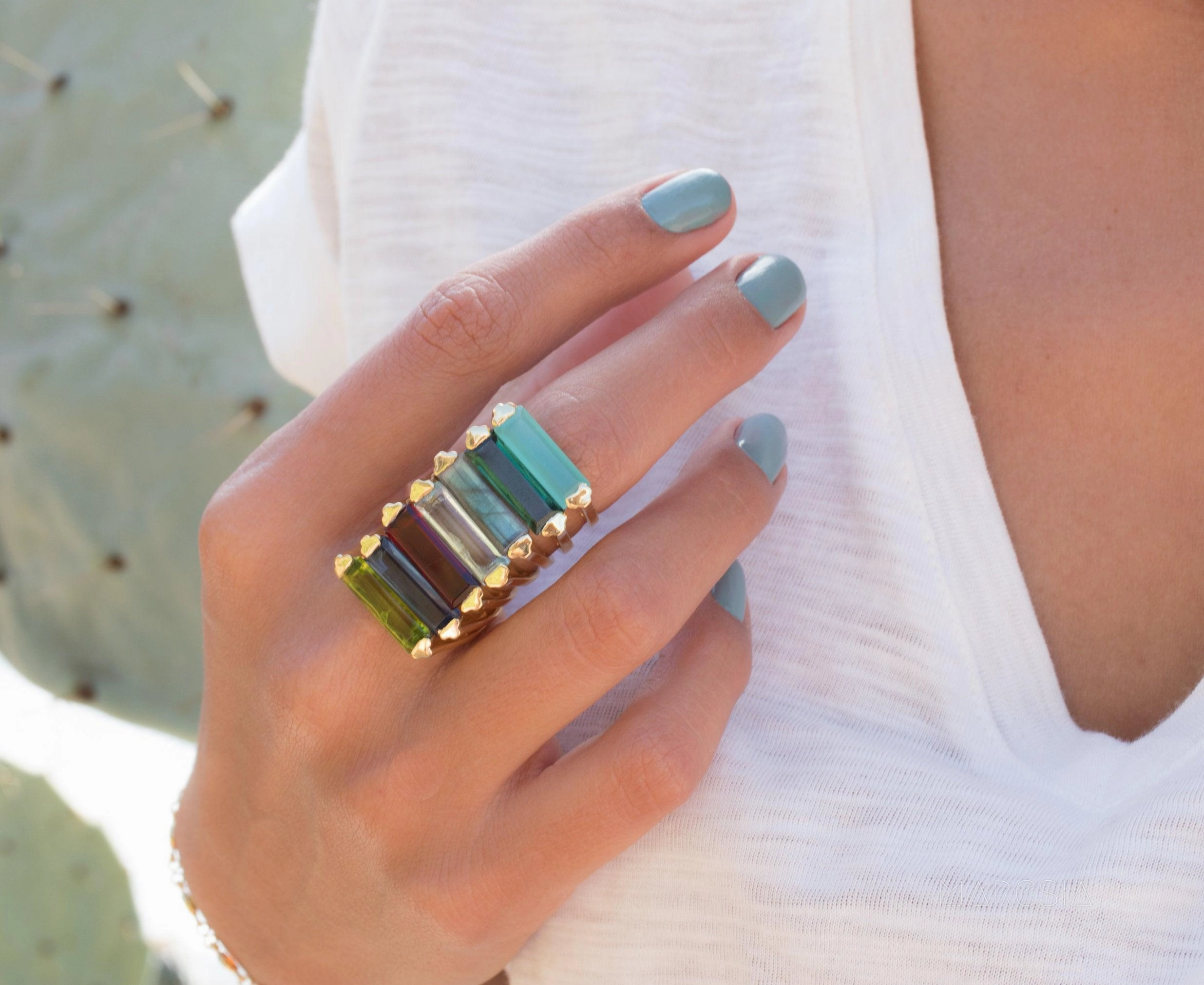 Carine Gold Ring ~ Iolite Hydro ~ 18k Gold Plated ~ MR163