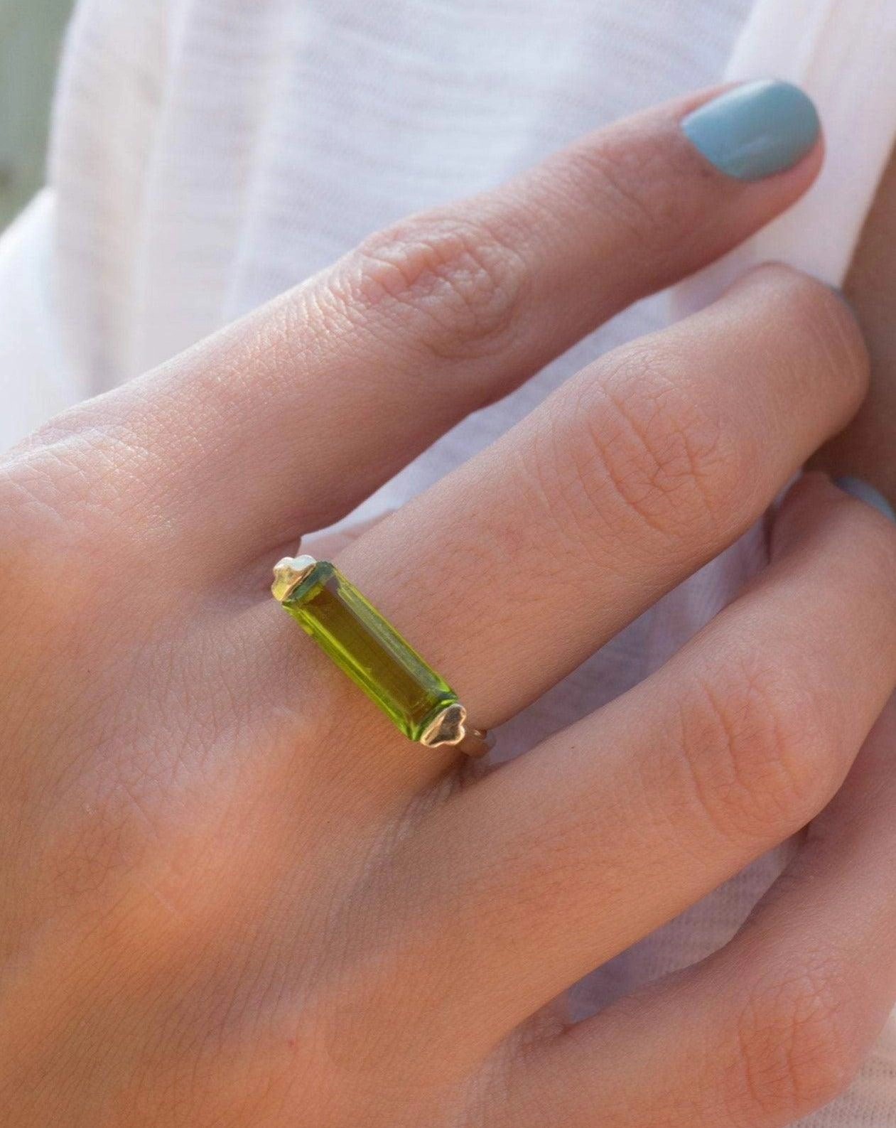Carine Gold Ring ~ Peridot Hydro ~ 18k Gold Plated ~MR160
