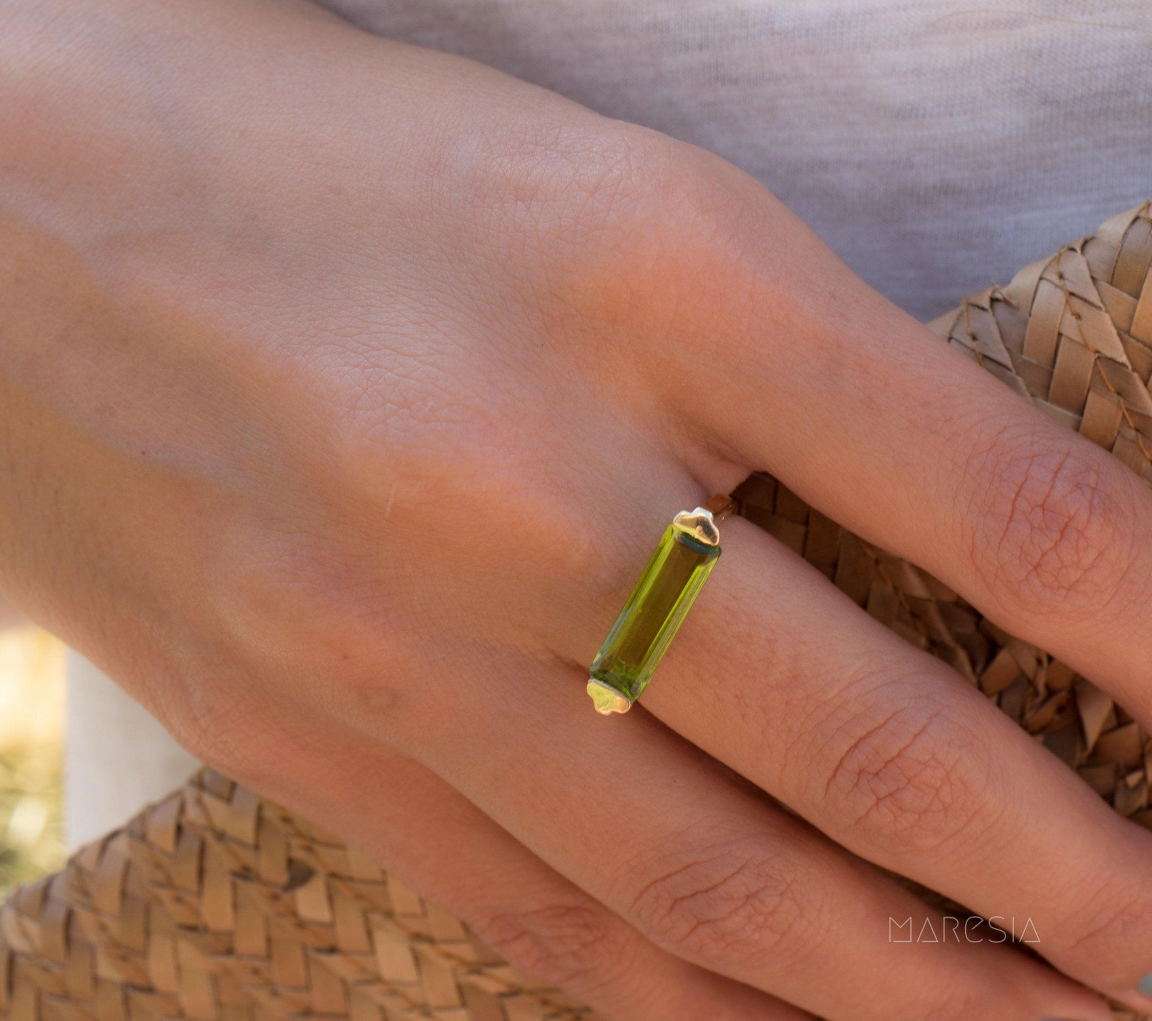 Carine Gold Ring ~ Peridot Hydro ~ 18k Gold Plated ~MR160