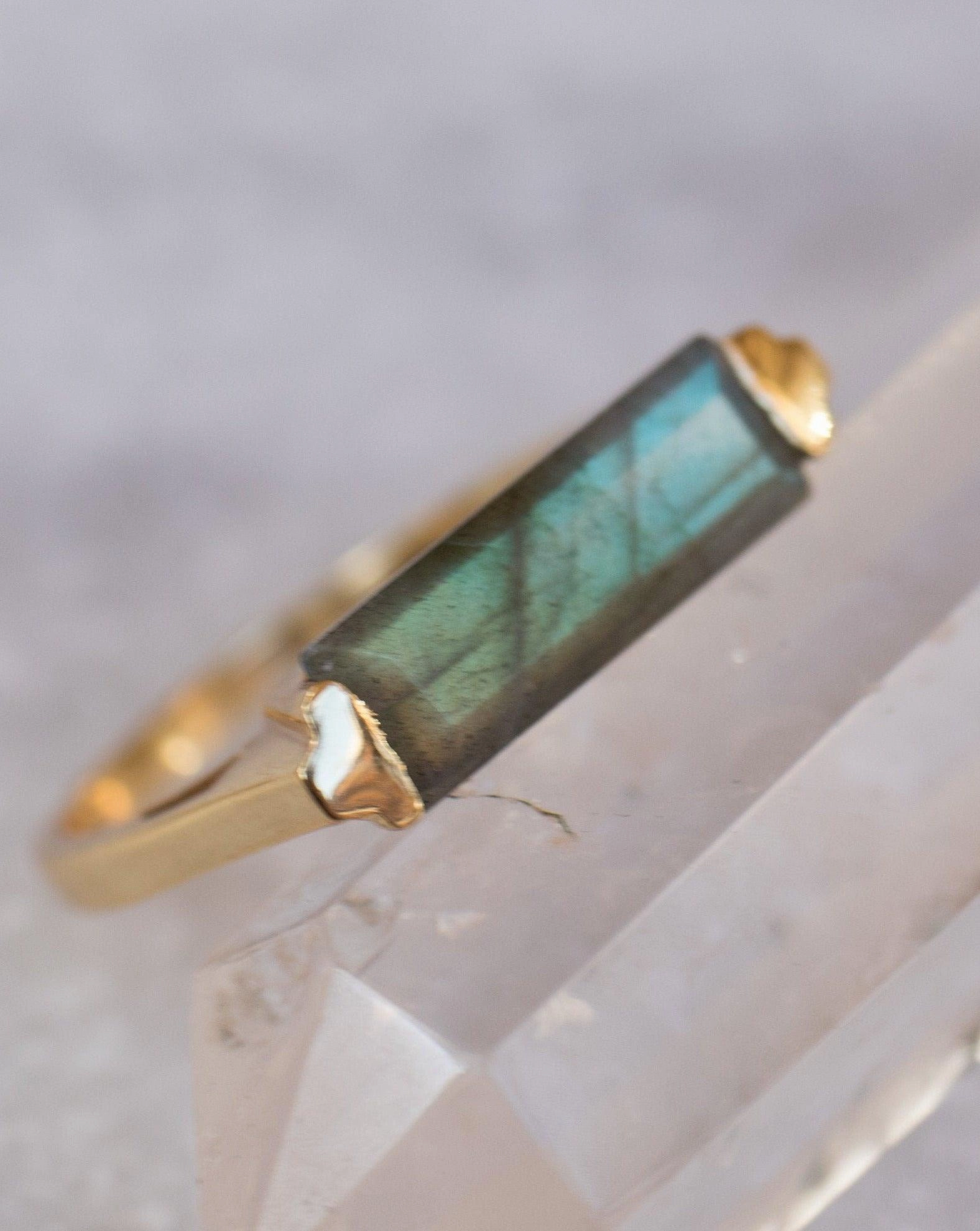 Carine Gold Ring ~ Rainbow Labradorite ~ 18k Gold Plated ~ MR161