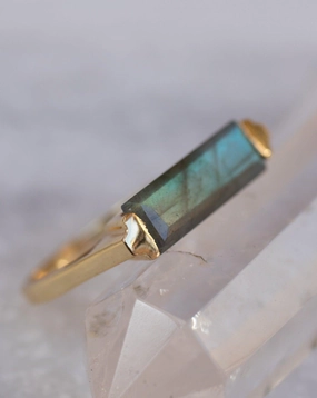 Carine Gold Ring ~ Rainbow Labradorite ~ 18k Gold Plated ~ MR161