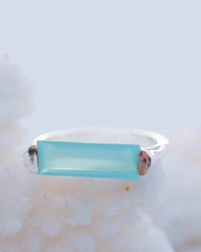 Carine Ring ~ Aqua Chalcedony ~ Sterling Silver 925 ~ MR234