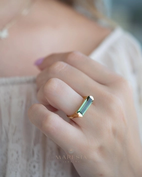 Carine Ring ~ Green Amethyst Hydro ~ 18k Gold Plated ~MR343