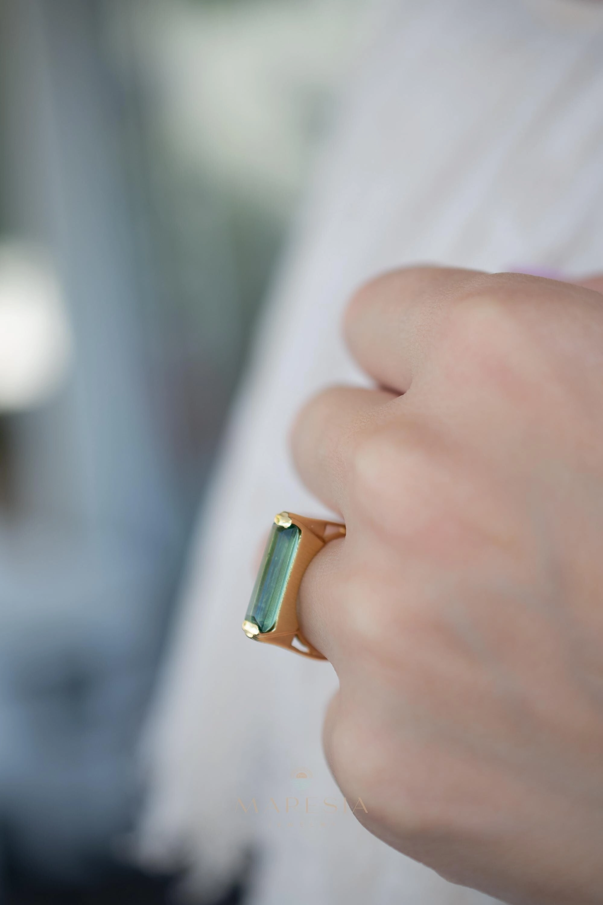 Carine Ring ~ Green Amethyst Hydro ~ 18k Gold Plated ~MR343