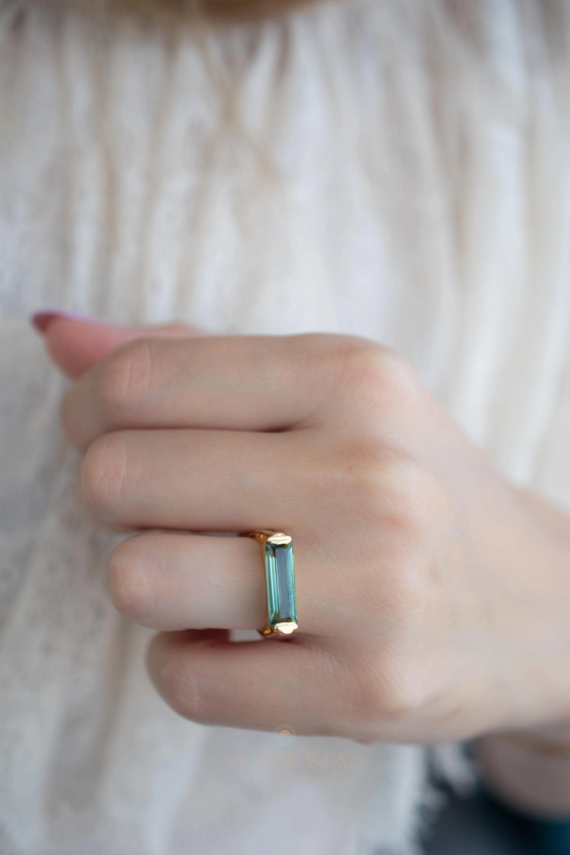 Carine Ring ~ Green Amethyst Hydro ~ 18k Gold Plated ~MR343