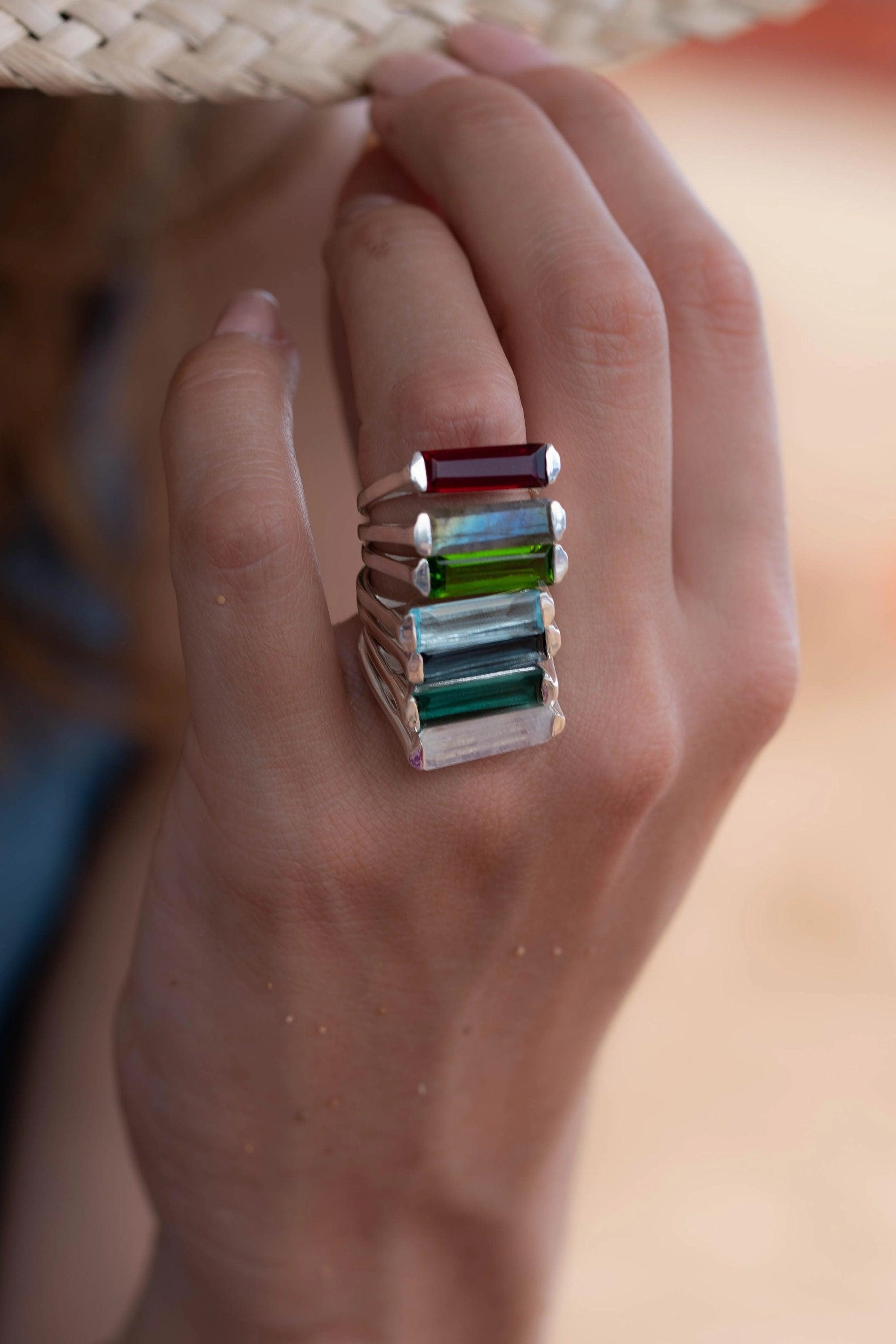 Carine Ring ~ Green Tourmaline Hydro ~ Sterling Silver 925 ~MR231